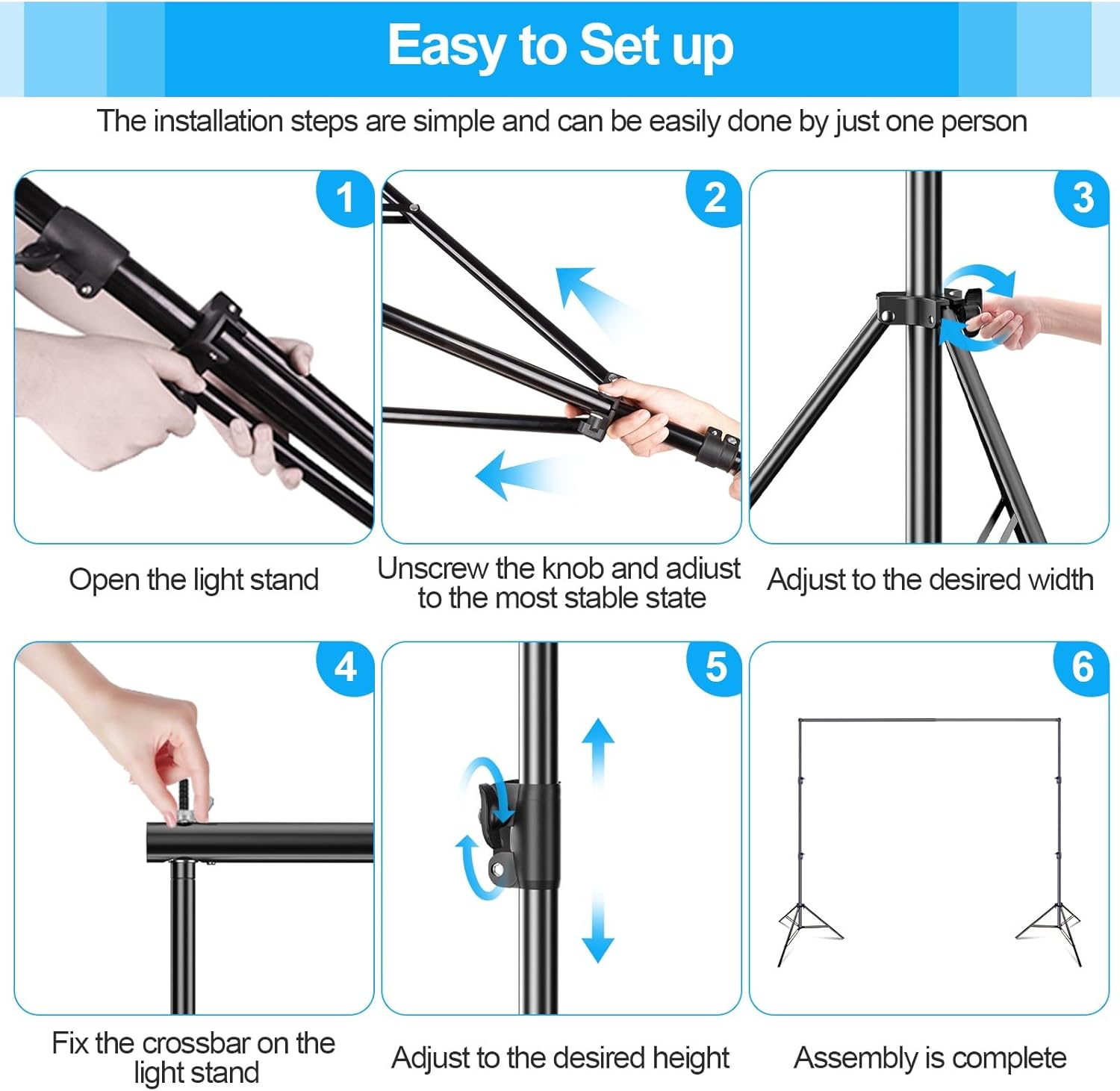 Backdrop Stand 3x3m Heavy Duty Adjustable Photography Frame Kit EMART