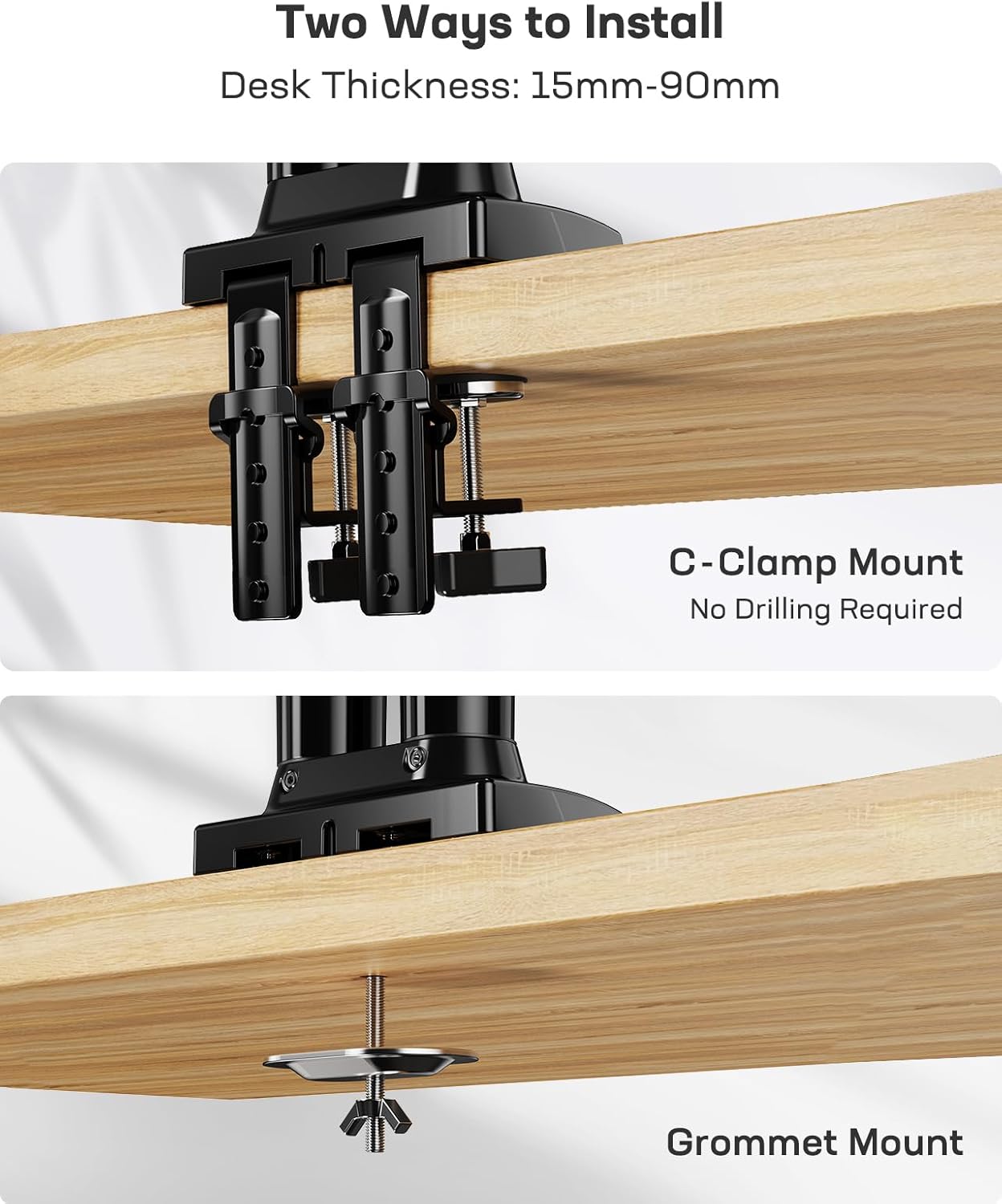 HUANUO Dual Monitor Arm 13–32", Adjustable Desk Mount, VESA 75/100