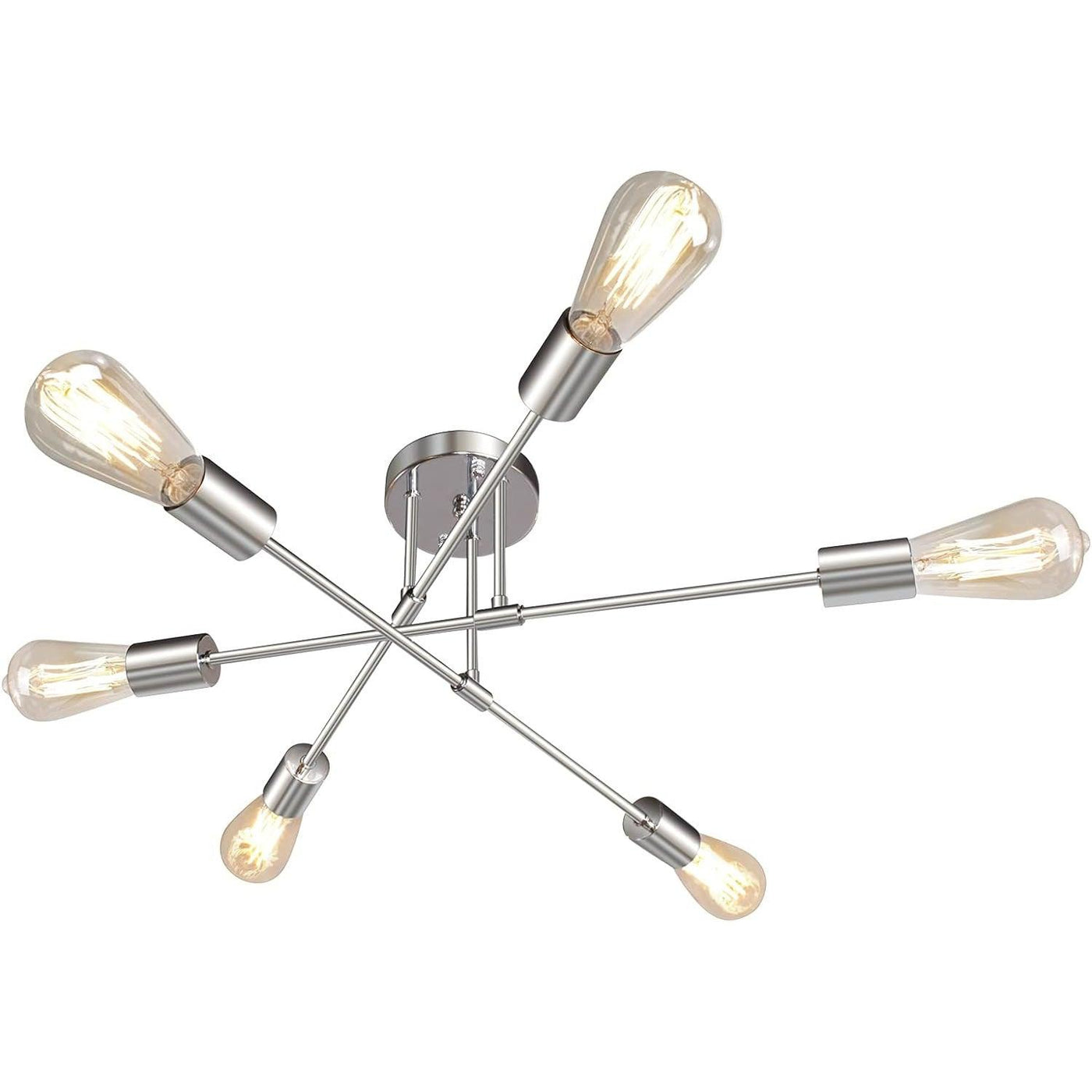 Mount Ceiling 6- Lights Silver Semi Flush with E27 Base 22.05in/56 cm - Massive Discounts
