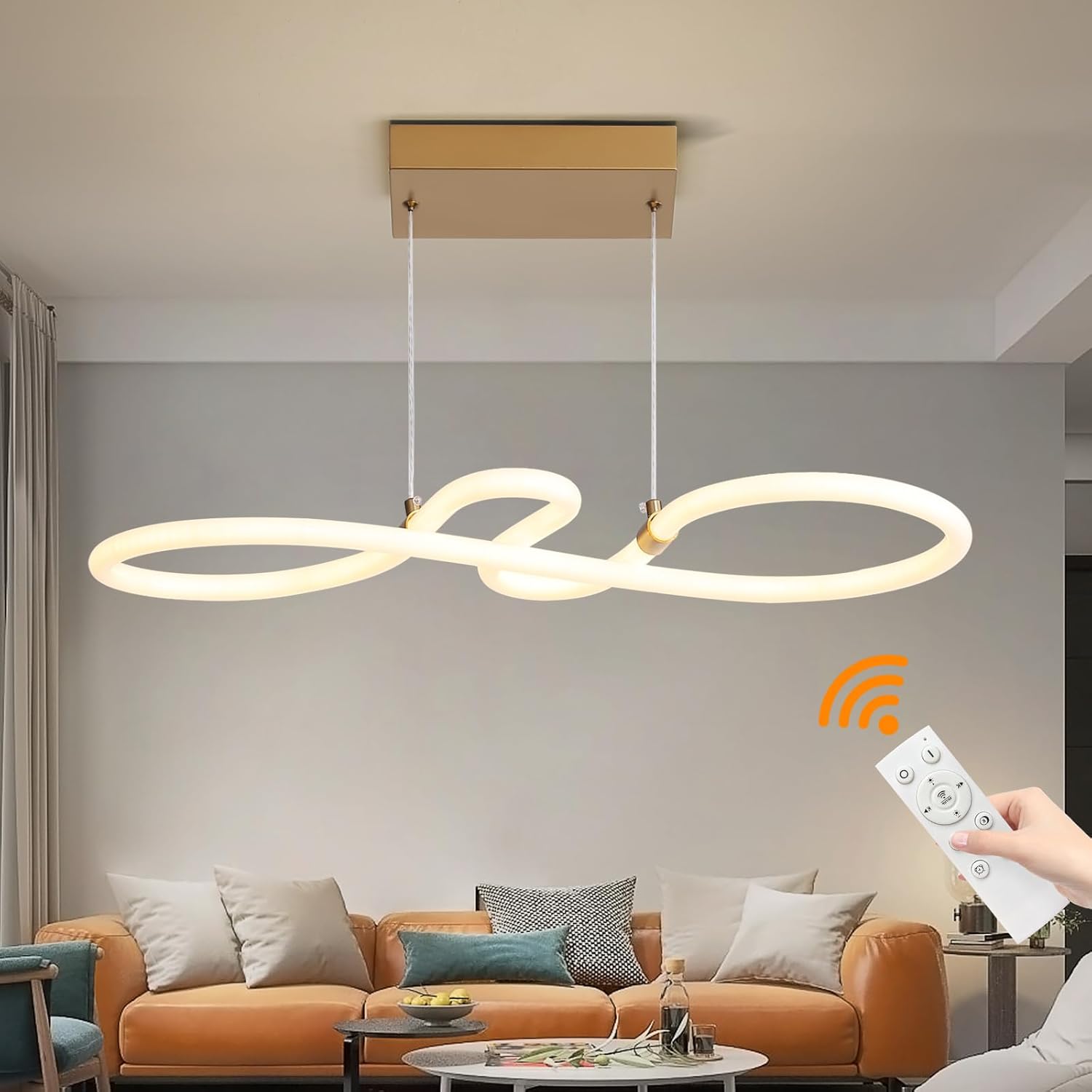 Dimmable Pendant Light LED White Modern Hanging Lamp Kitchen Island Mikeru