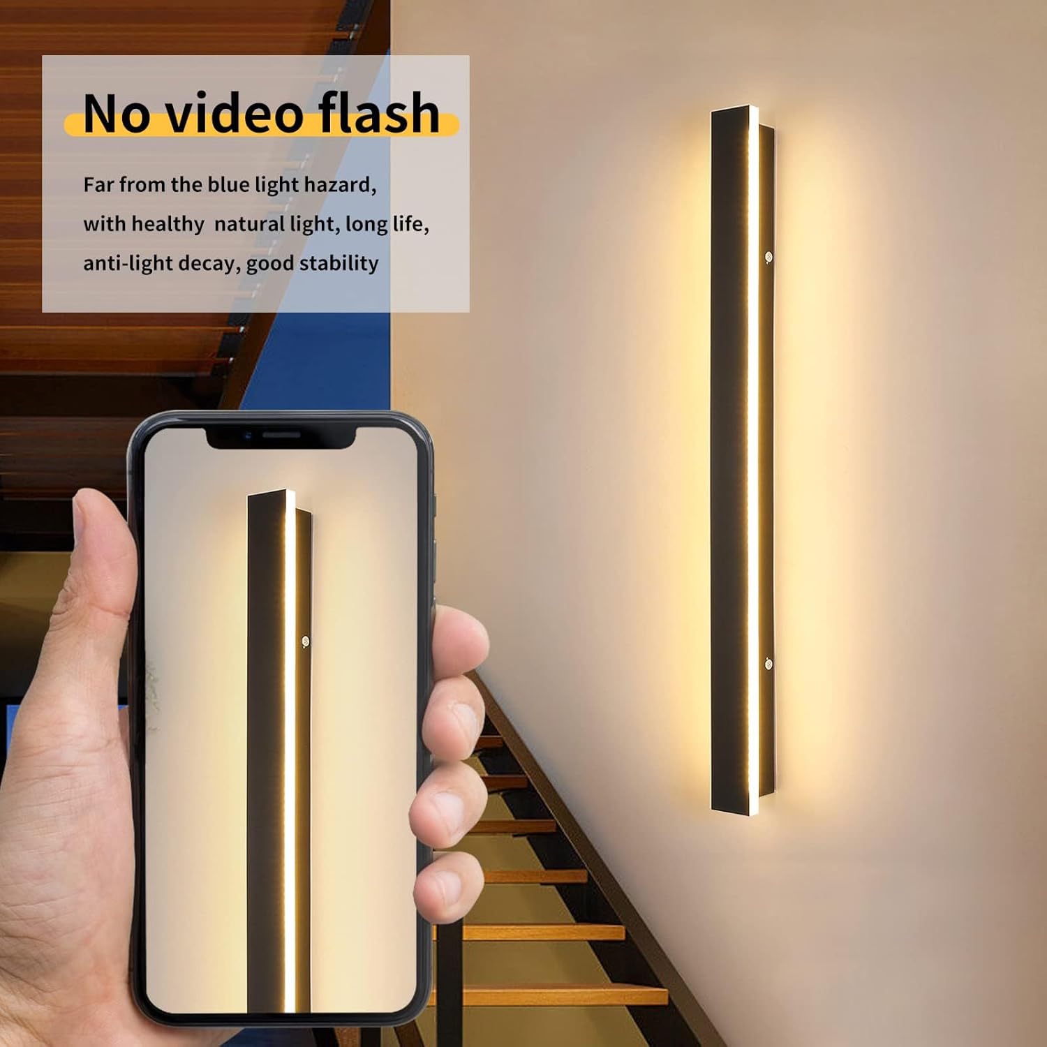 Mikeru 80CM LED Outdoor Wall Light, 3 Color 3000K/4500K/6000K, Rainproof