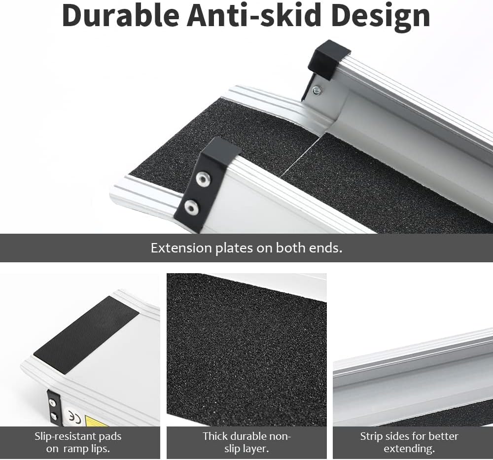 Telescopic Wheelchair Ramps Gardhom 2PCS 5FT 272KG Capacity