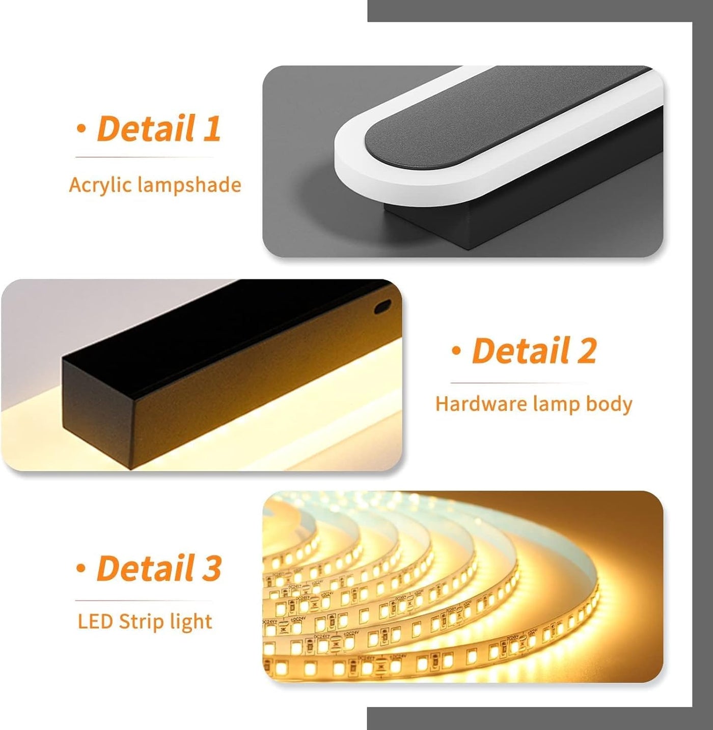 Mikeru 80CM IP65 31W Outdoor Wall Light, Warm White 3000K, Oval Wall Mount