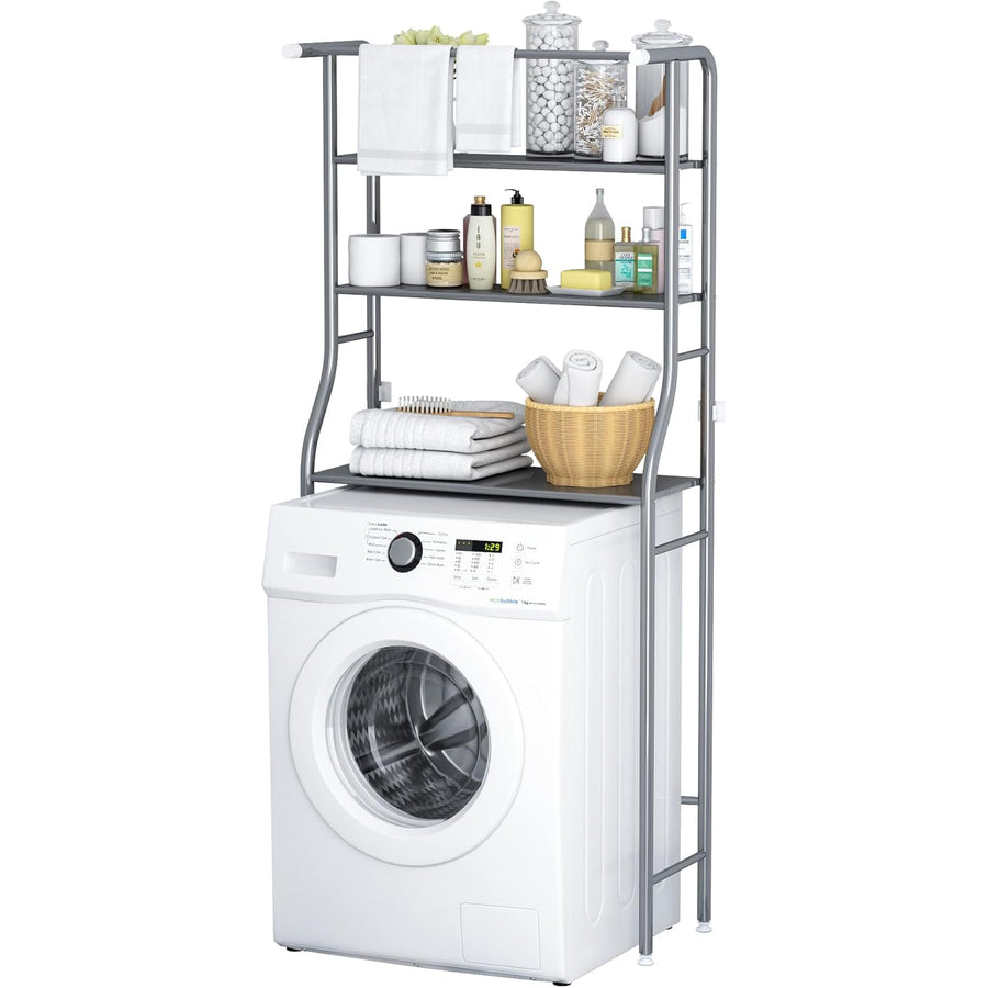 3-Tier Drum Storage Rack Space-Saving Bathroom Organizer Silver MOYIPIN