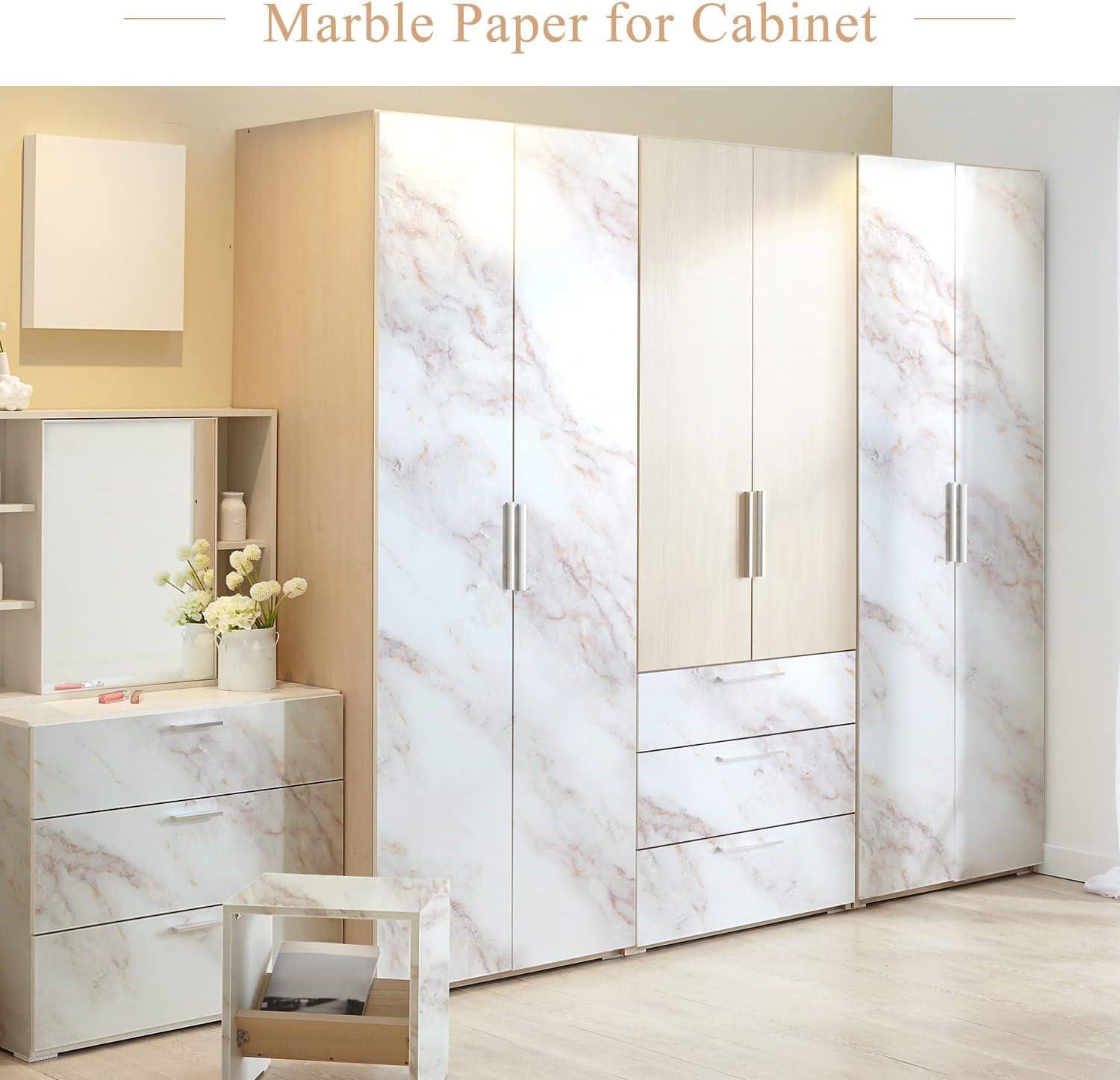 Self Adhesive Wallpaper Marble White-Brown Matte 90x200cm Waterproof - Massive Discounts