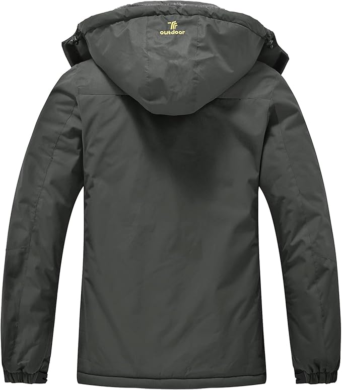 Dark gray jacket with a hood on a white background
