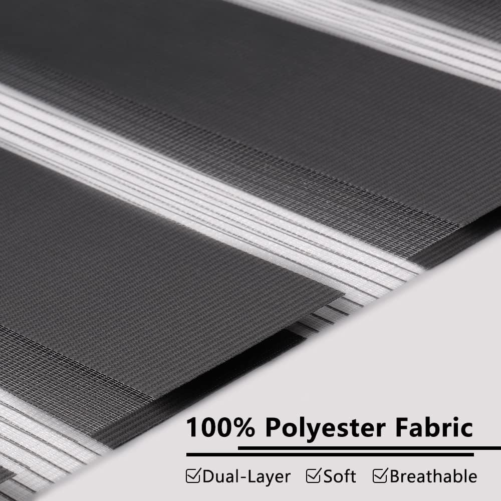 Kokorona Day & Night Zebra Roller Blinds, 60x230cm, Light Filtering, Dark Grey