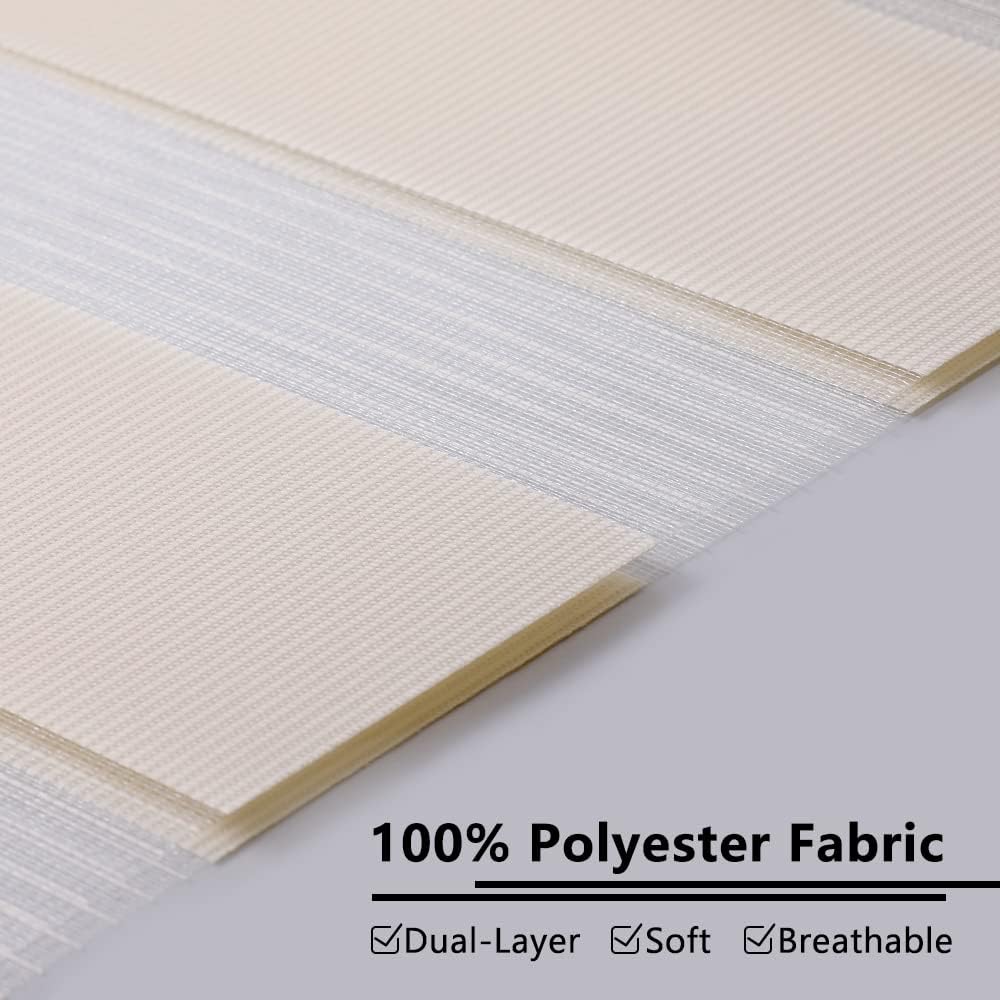 Kokorona Day & Night Zebra Roller Blinds, 75x150cm, Light Filtering, Beige