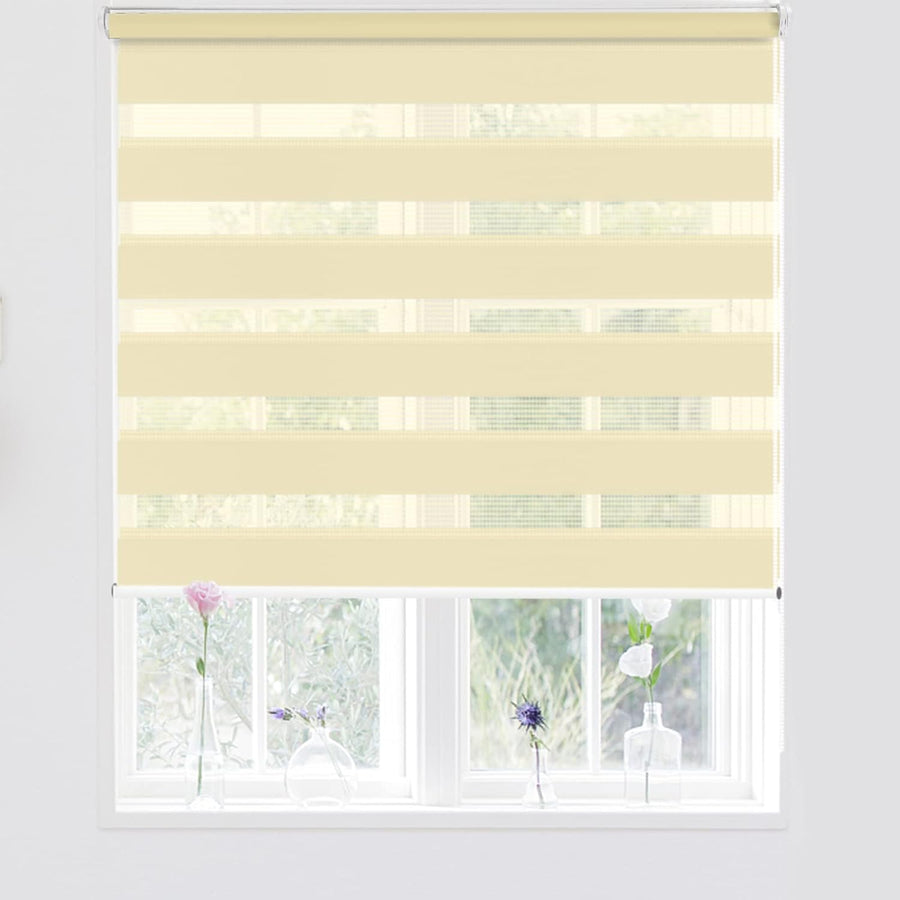 Kokorona Day & Night Zebra Roller Blinds, 75x150cm, Light Filtering, Beige - Massive Discounts