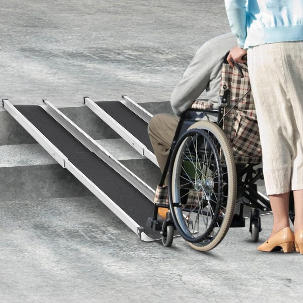 Telescopic Wheelchair Ramps Gardhom 2PCS 5FT 272KG Capacity