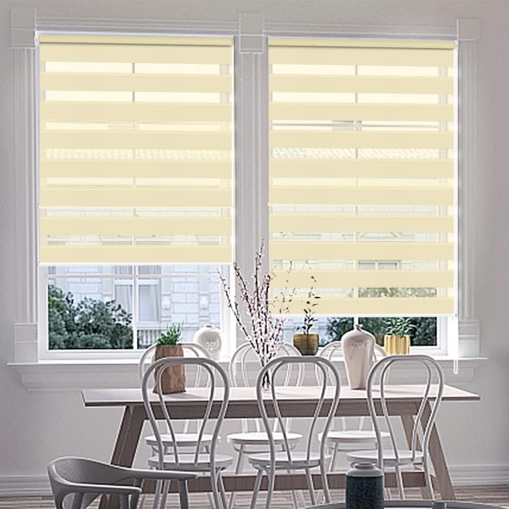 Kokorona Day & Night Zebra Roller Blinds, 75x150cm, Light Filtering, Beige