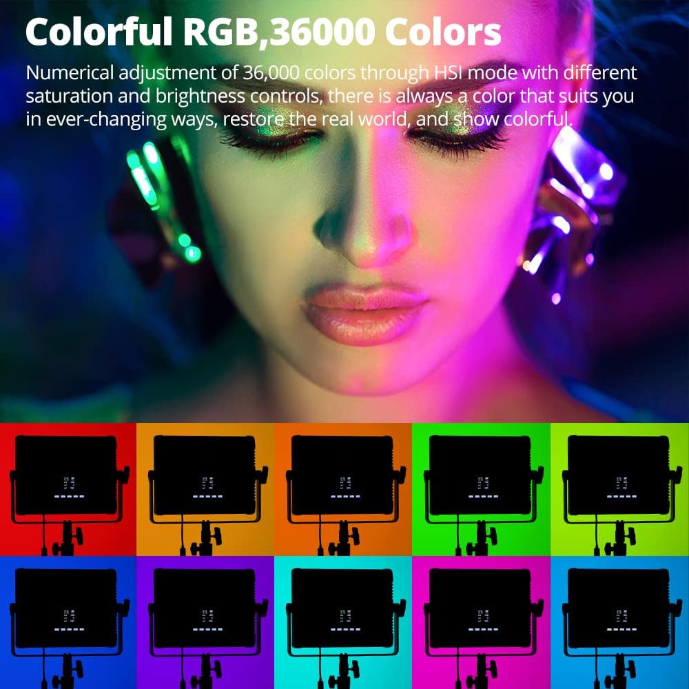 AMBITFUL 1-Pack RGB LED Video Light Kit w/ APP Control, Softbox, CRI 97+