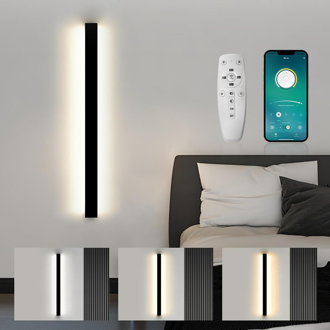 SUCIKORIO 100cm LED Wall Light, 40W Dimmable 3000-6500K, APP & Remote Control - Massive Discounts