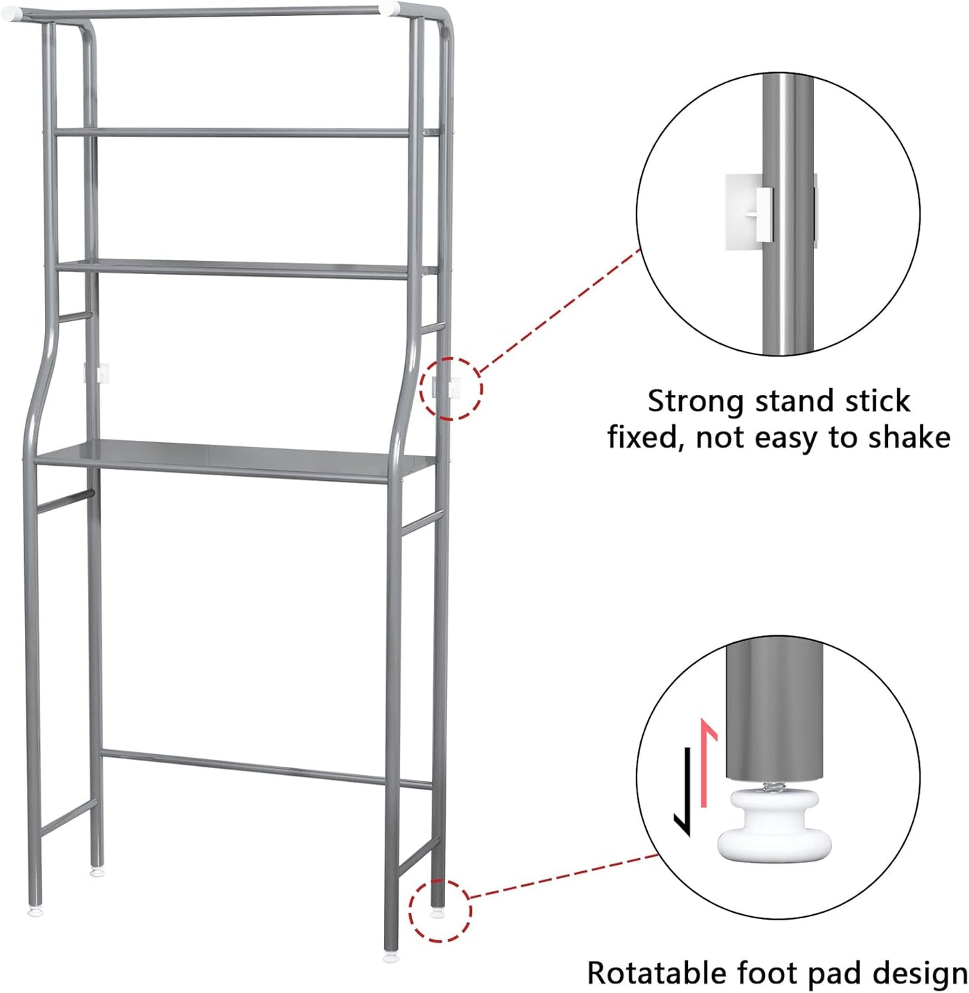 3-Tier Drum Storage Rack Space-Saving Bathroom Organizer Silver MOYIPIN