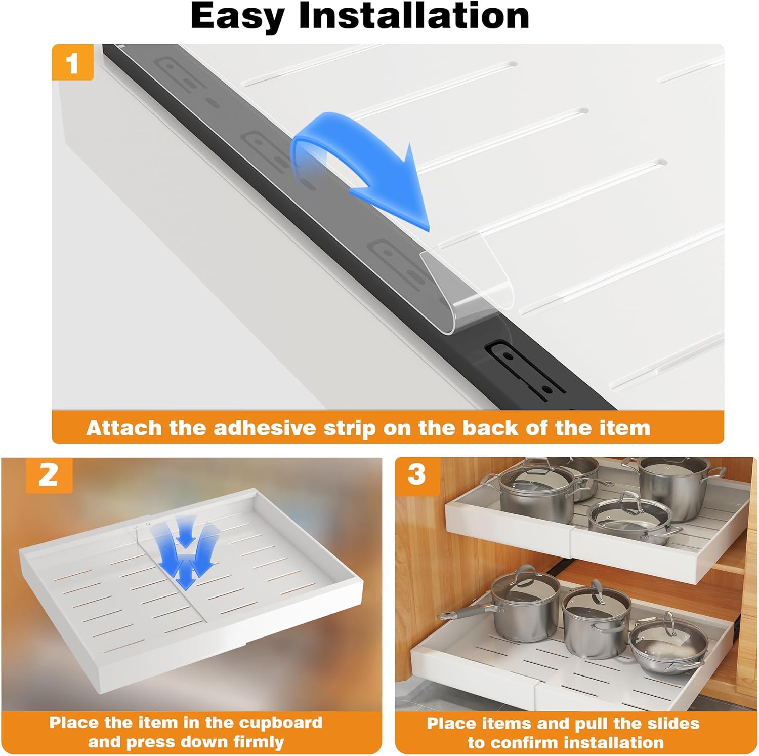 COVAODQ Pull-Out Kitchen Storage Organizer, Adjustable 31.5-52CM, 2-Pack