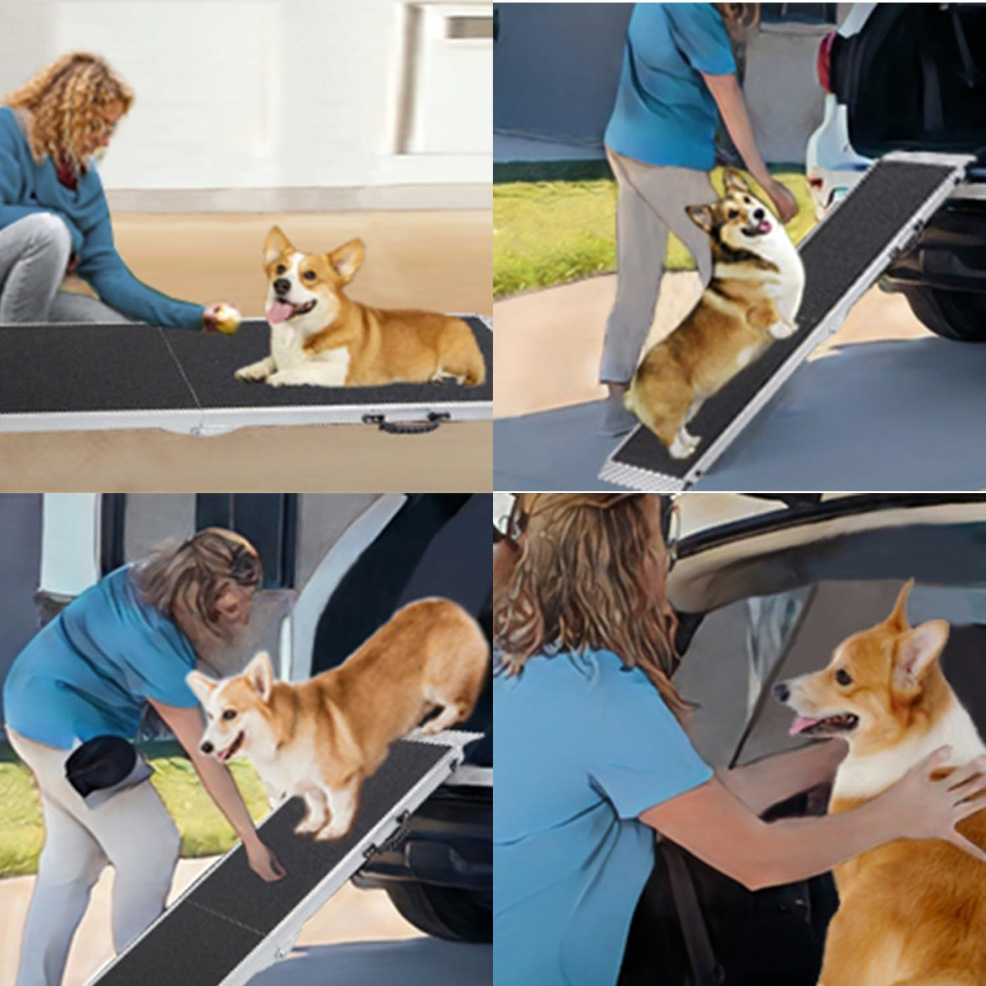 Gardhom 183x38cm Aluminum Dog Car Ramp, Anti-Slip 180KG Capacity for Cars & SUVs