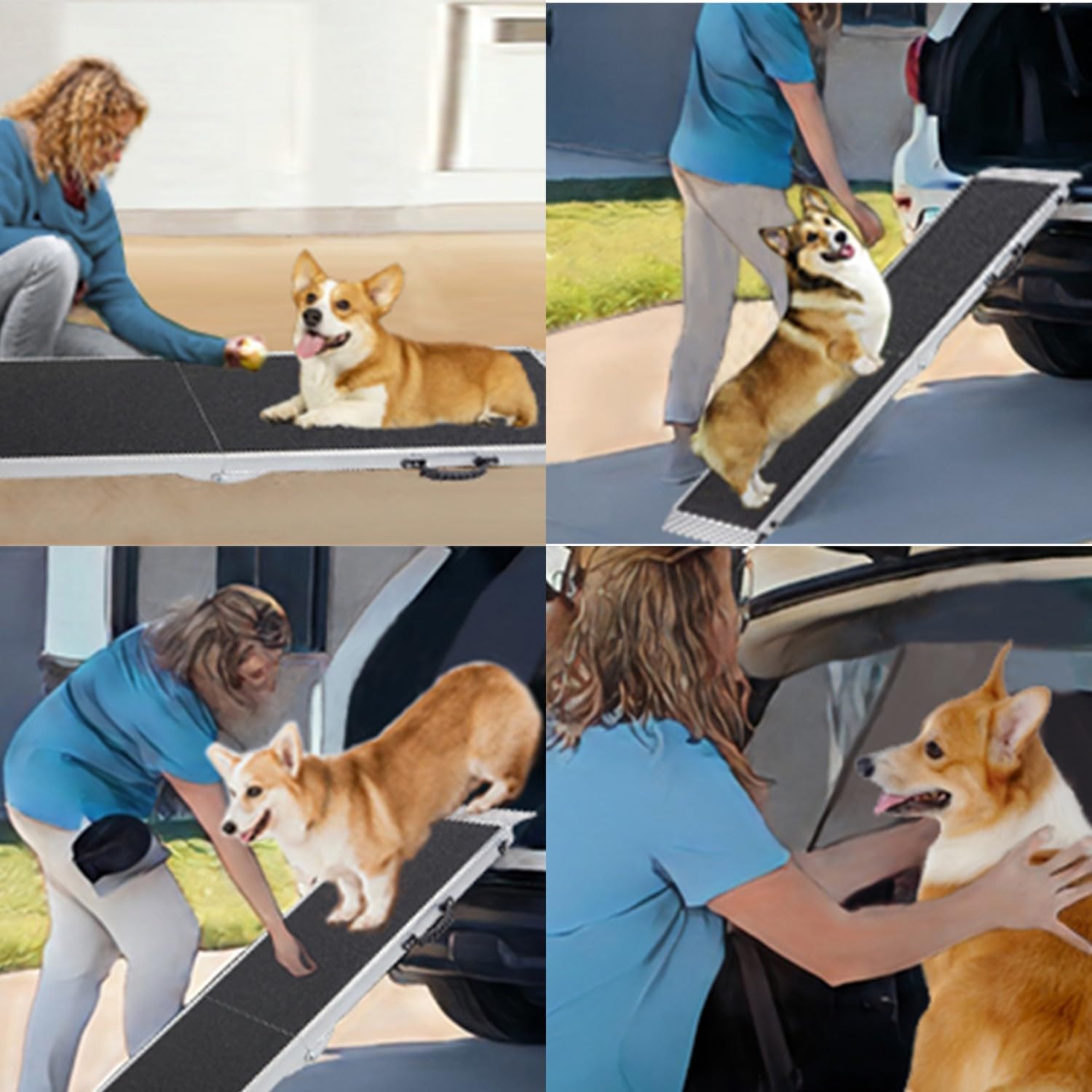 Gardhom 183x38cm Aluminum Dog Car Ramp, Anti-Slip 180KG Capacity for Cars & SUVs