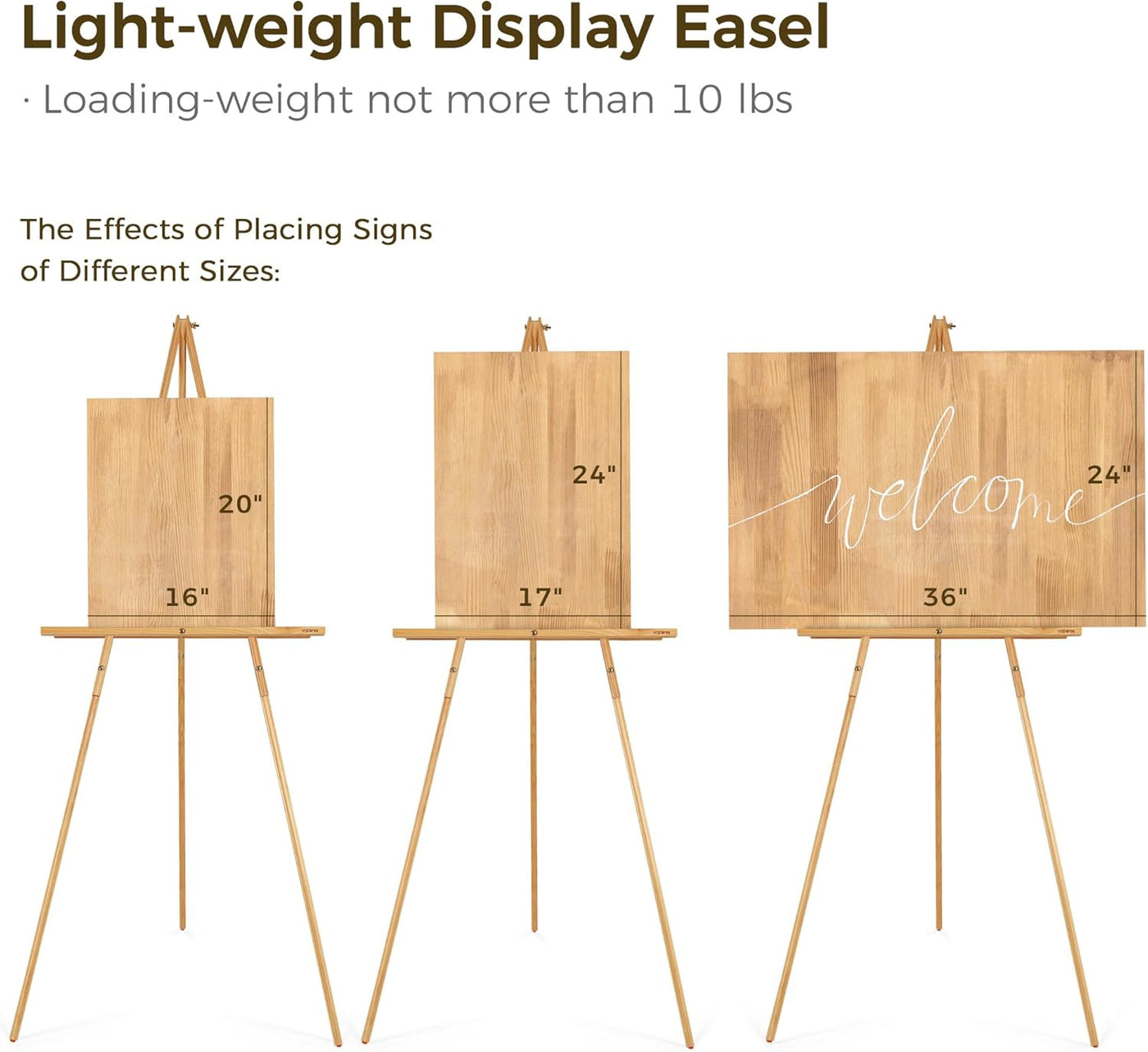 VISWIN 3 Pcs 160cm Wooden Tripod Easel Stand for Wedding Signs Posters Painting