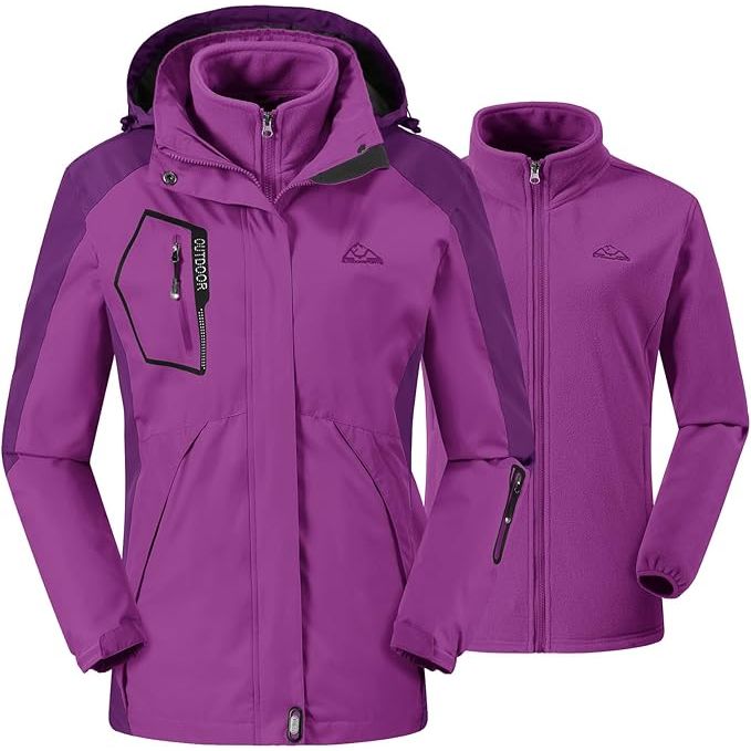 Purple jackets with different designs on a white background