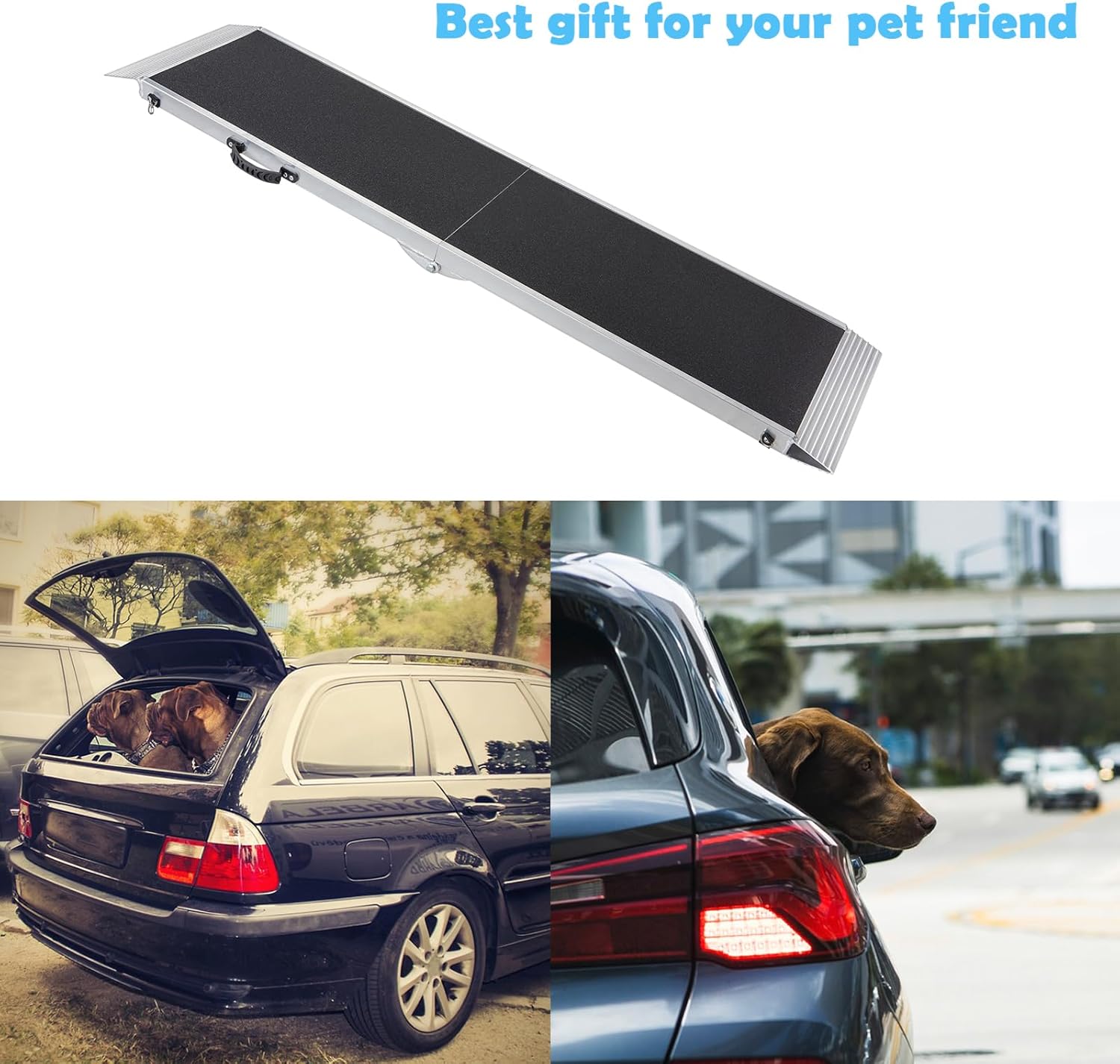 Gardhom 183x38cm Aluminum Dog Car Ramp, Anti-Slip 180KG Capacity for Cars & SUVs