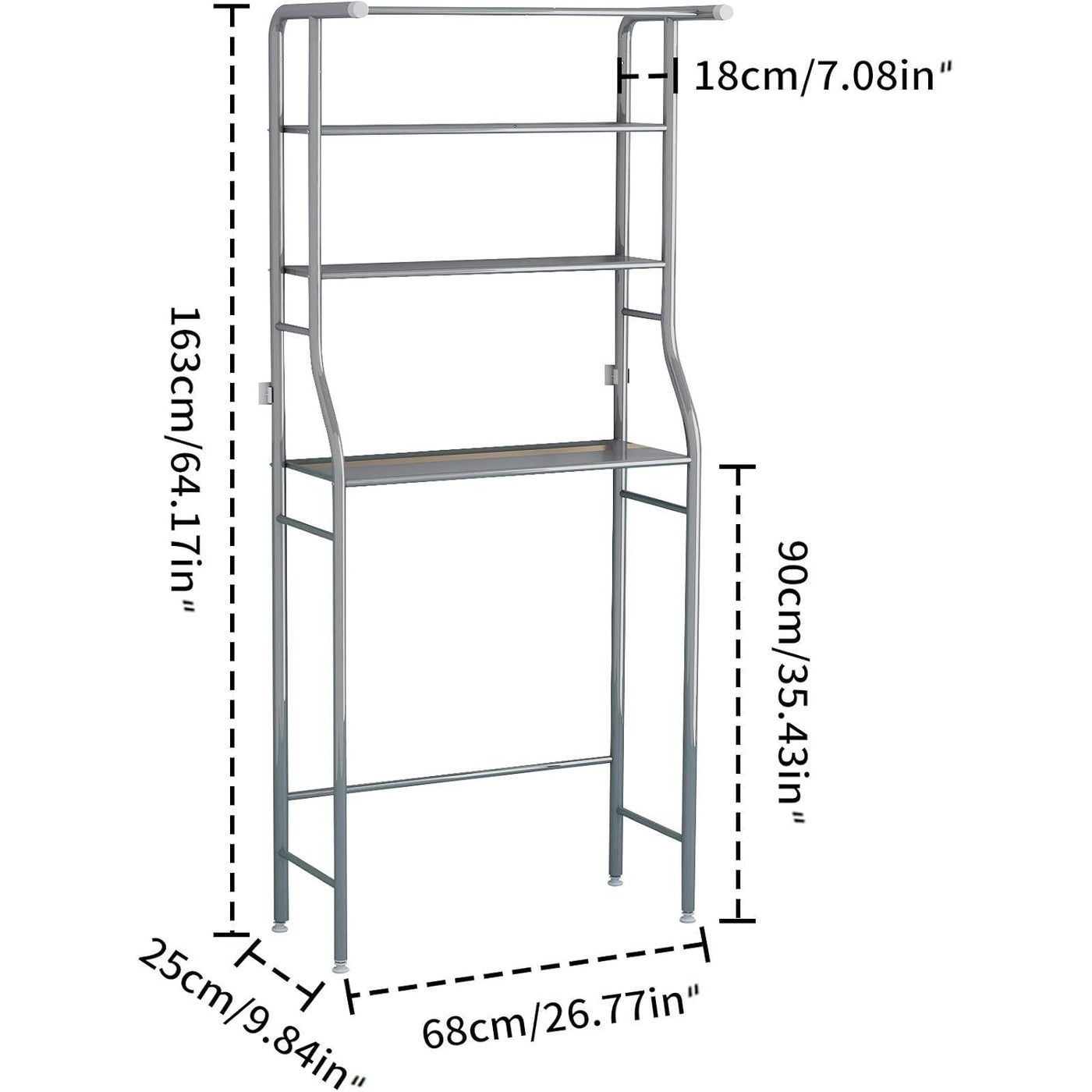 3-Tier Drum Storage Rack Space-Saving Bathroom Organizer Silver MOYIPIN