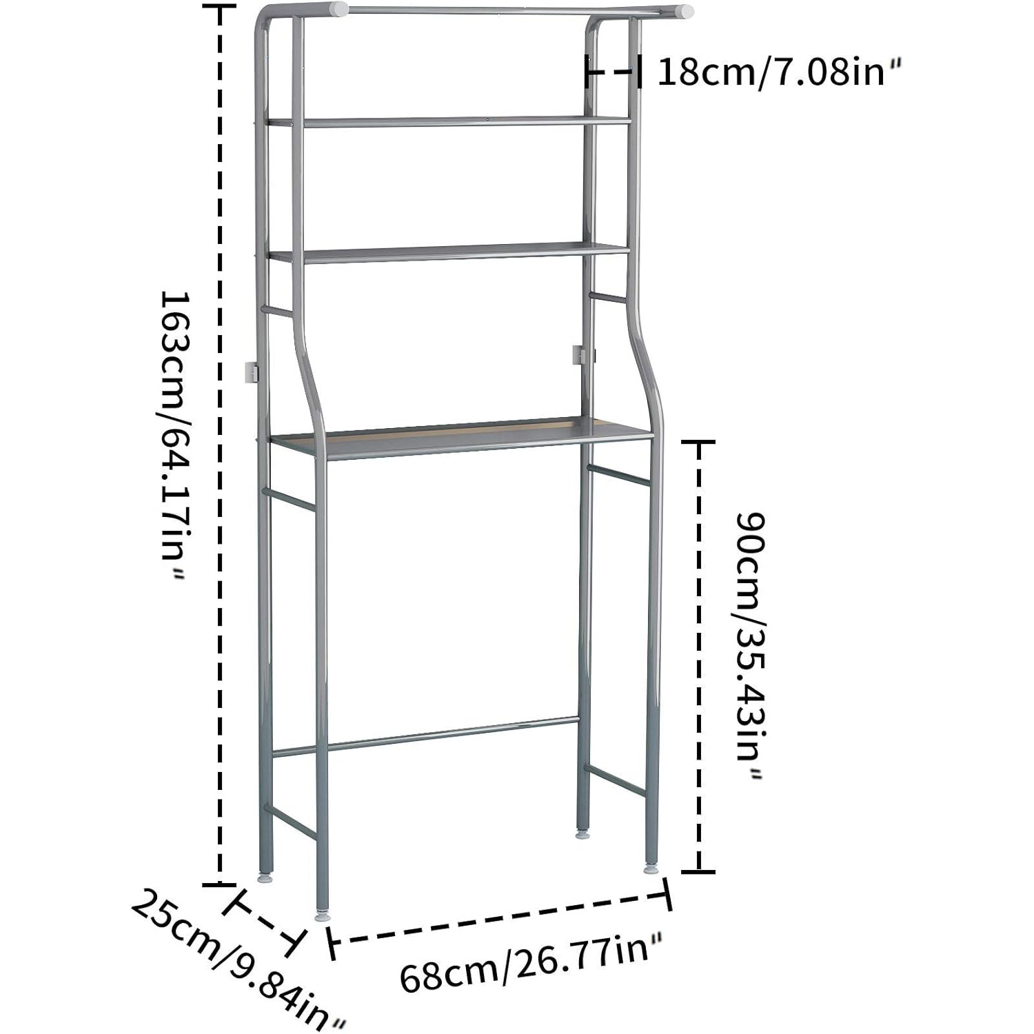 3-Tier Drum Storage Rack Space-Saving Bathroom Organizer Silver MOYIPIN