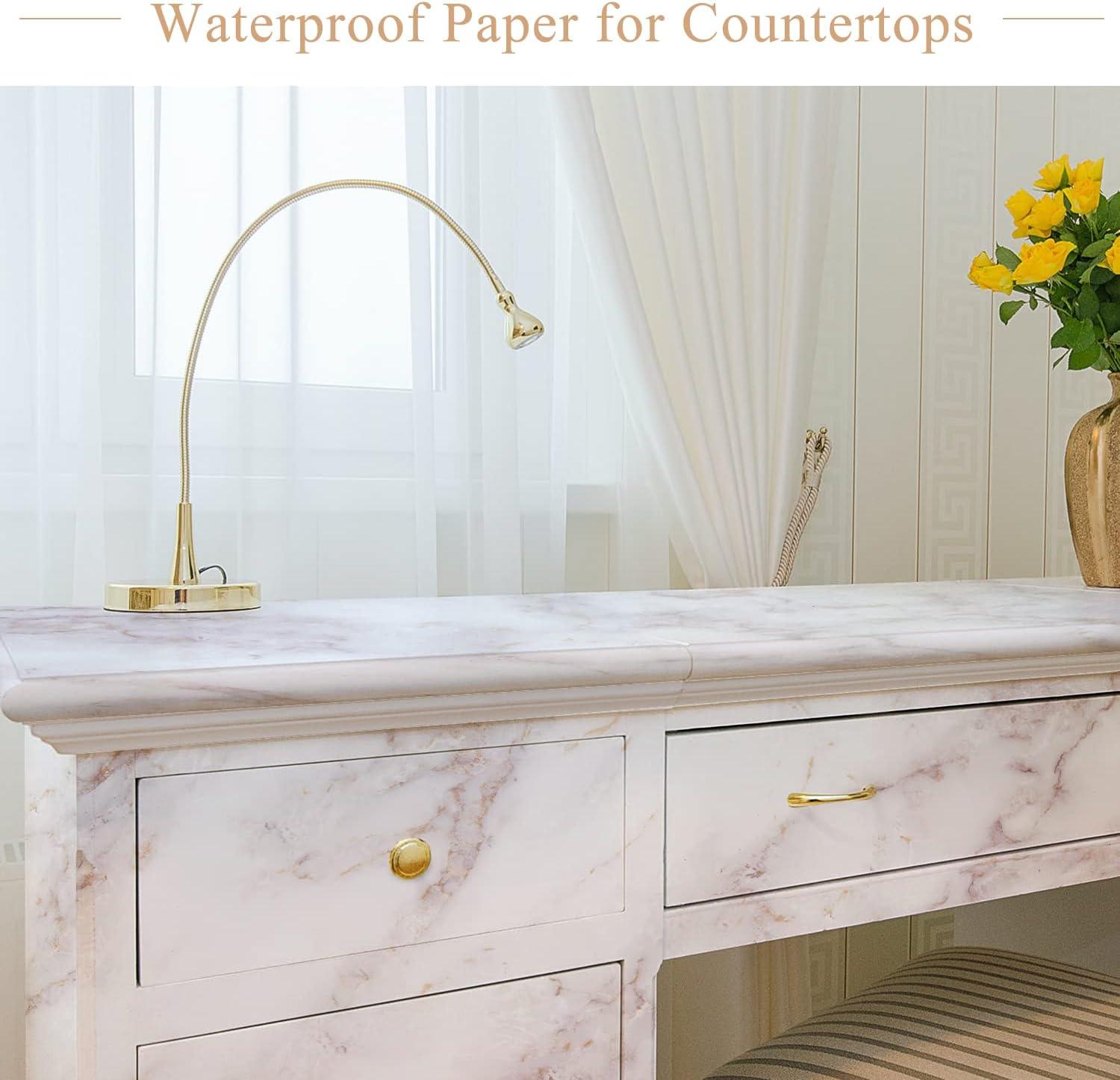 Self Adhesive Wallpaper Marble White-Brown Matte 90x200cm Waterproof - Massive Discounts