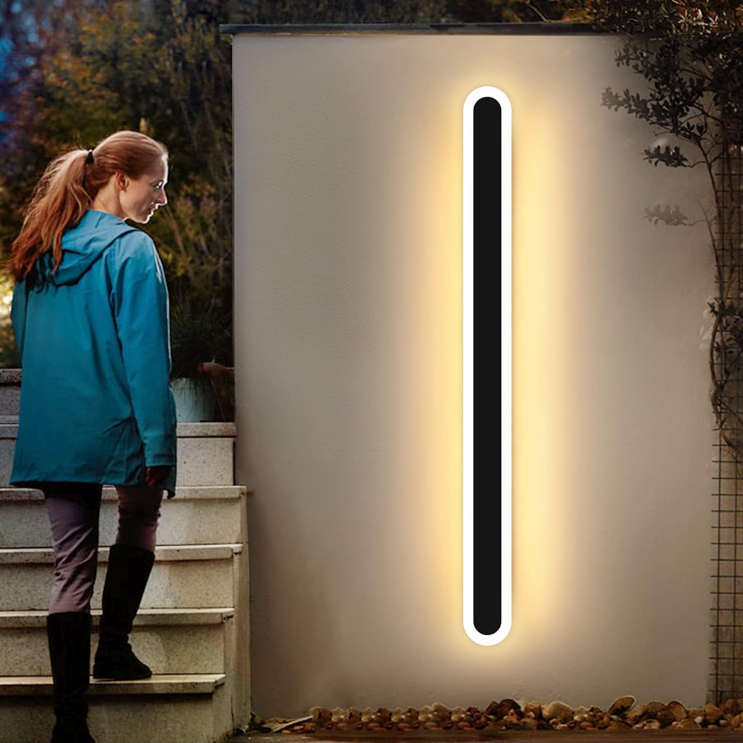 Mikeru 80CM IP65 31W Outdoor Wall Light, Warm White 3000K, Oval Wall Mount