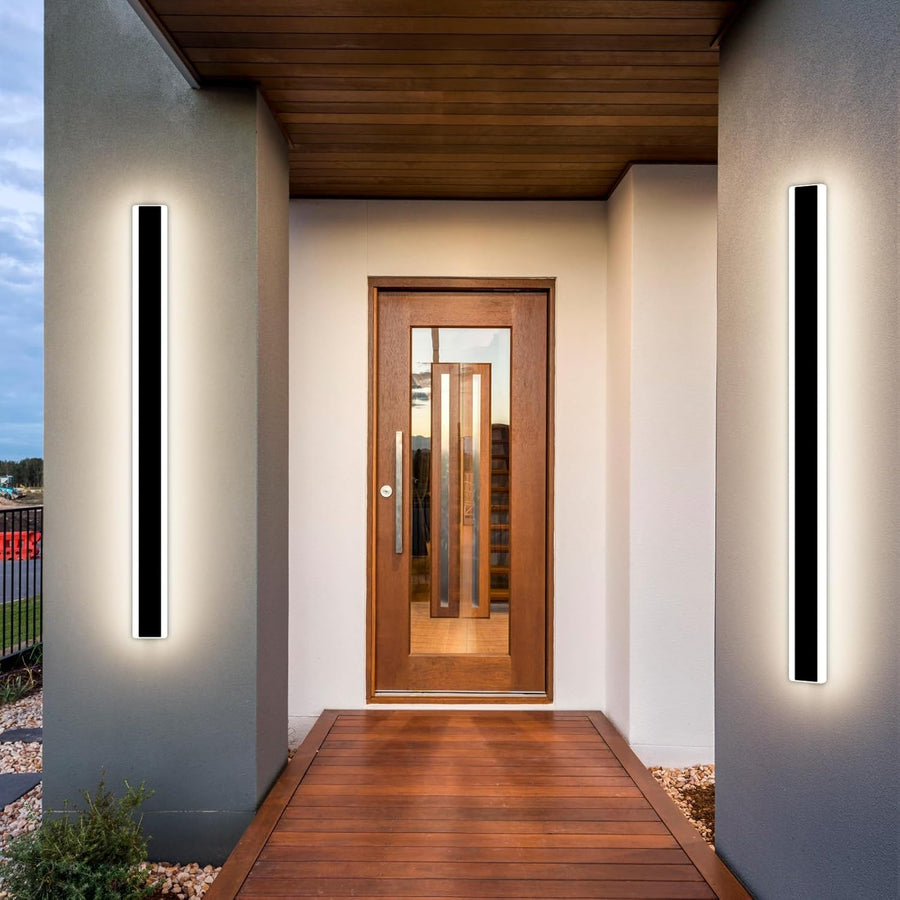Mikeru 120CM Outdoor LED Wall Light, 42W IP65, 3 Modes 3000K-6000K, Black - Massive Discounts