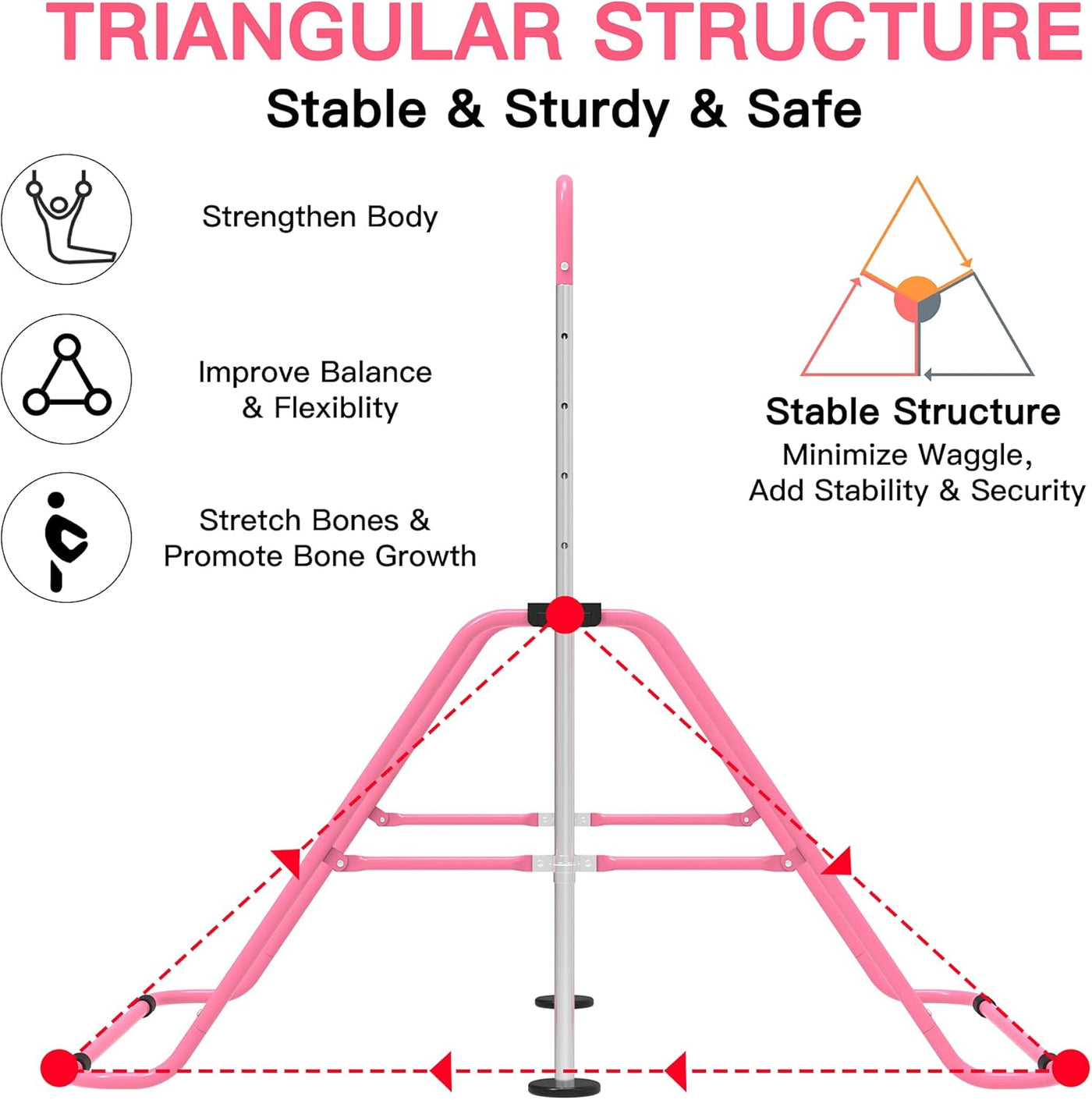 EVERYMILE Junior Gymnastics Bars, Adjustable Kip Training Bar w/ Rings for Kids