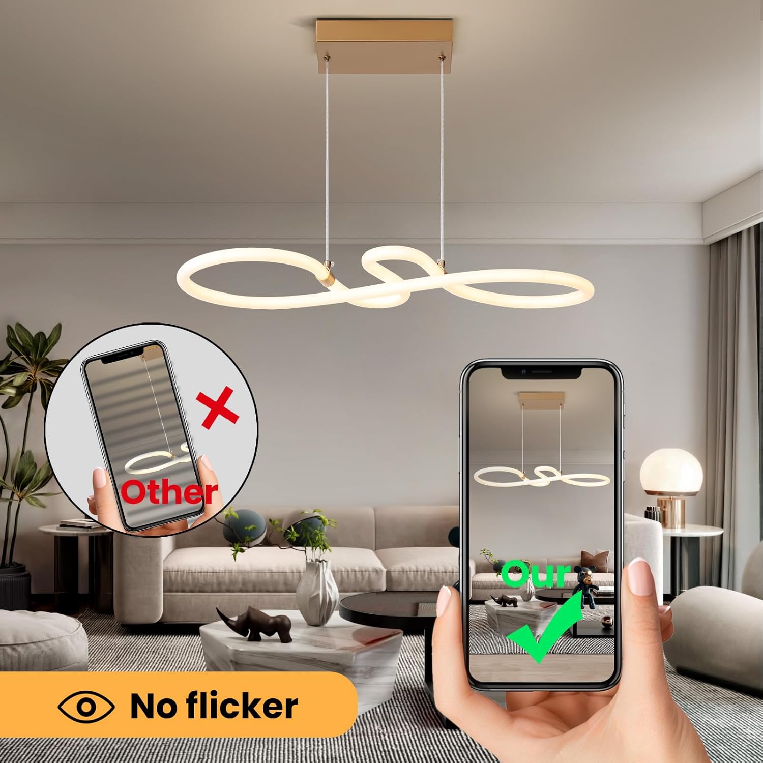 Dimmable Pendant Light LED White Modern Hanging Lamp Kitchen Island Mikeru