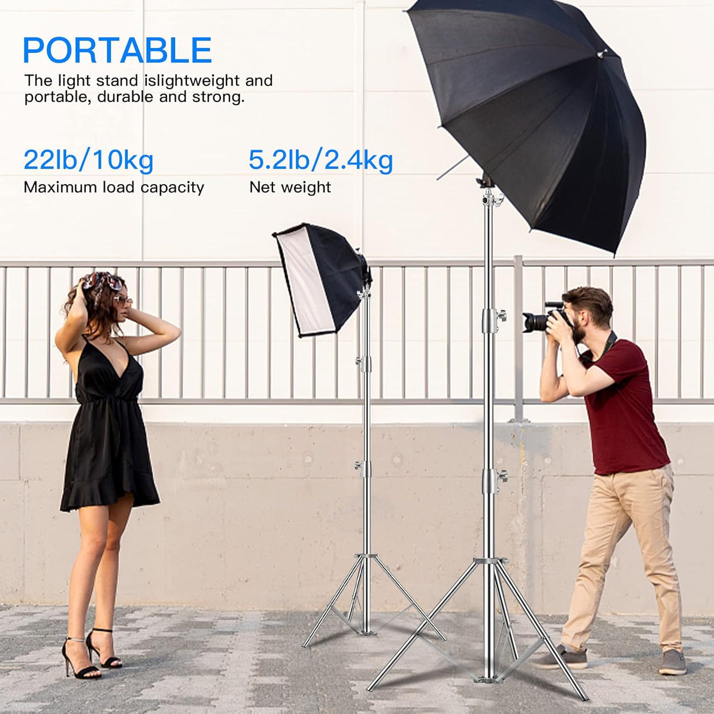 Stainless Steel Light Stand 2.8m Heavy Duty Tripod with Adapter Photography SUPON