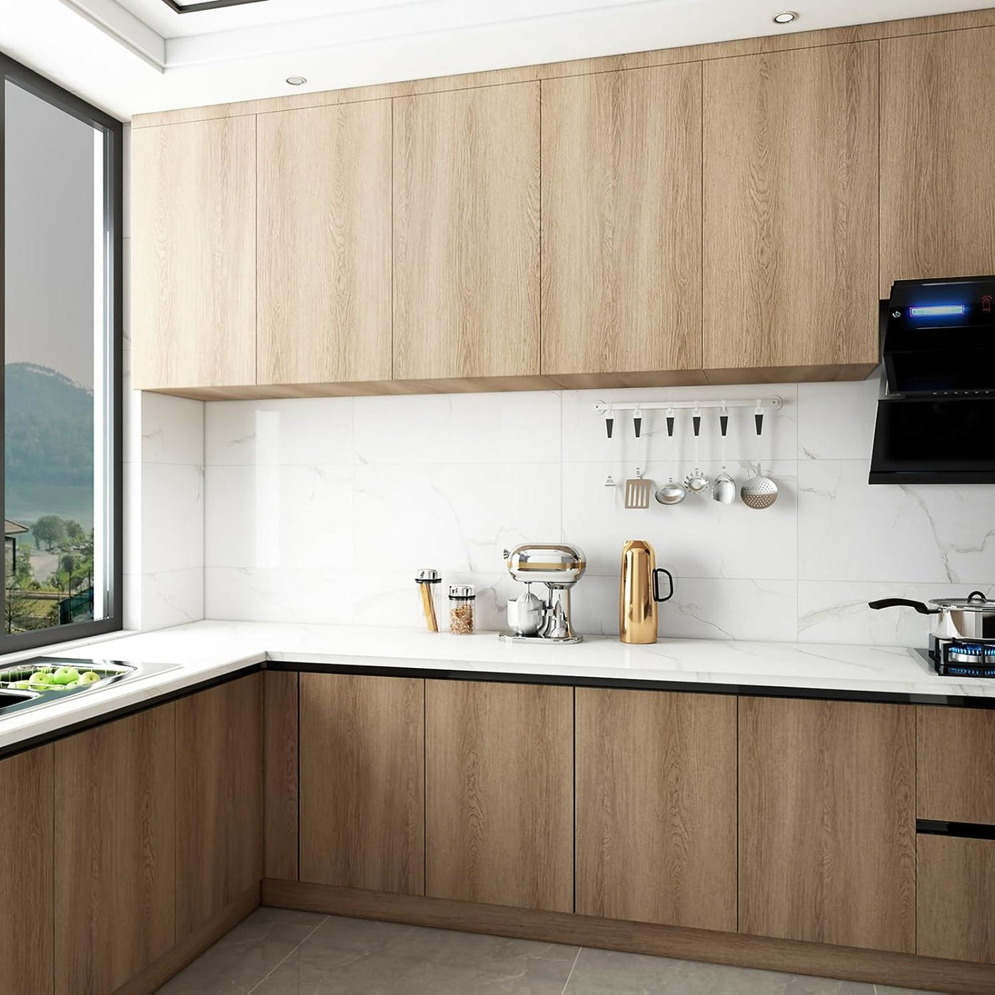 Wallpaper Self Adhesive Wood Effect Vinyl 31.5x157in WMatte Waterproof - Massive Discounts