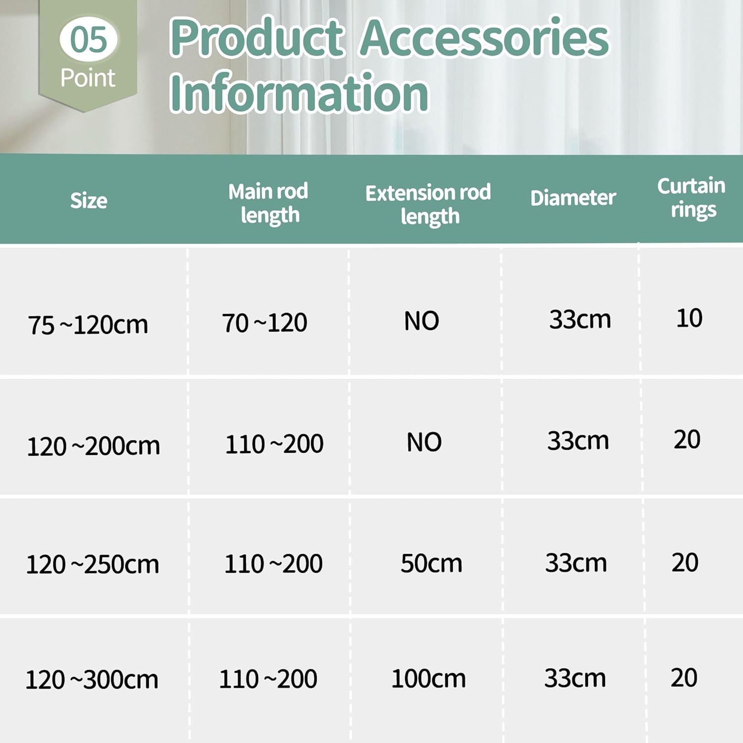 Telescopic Shower Curtain Rod, 120-200cm, No-Drill, Suction Cups, White