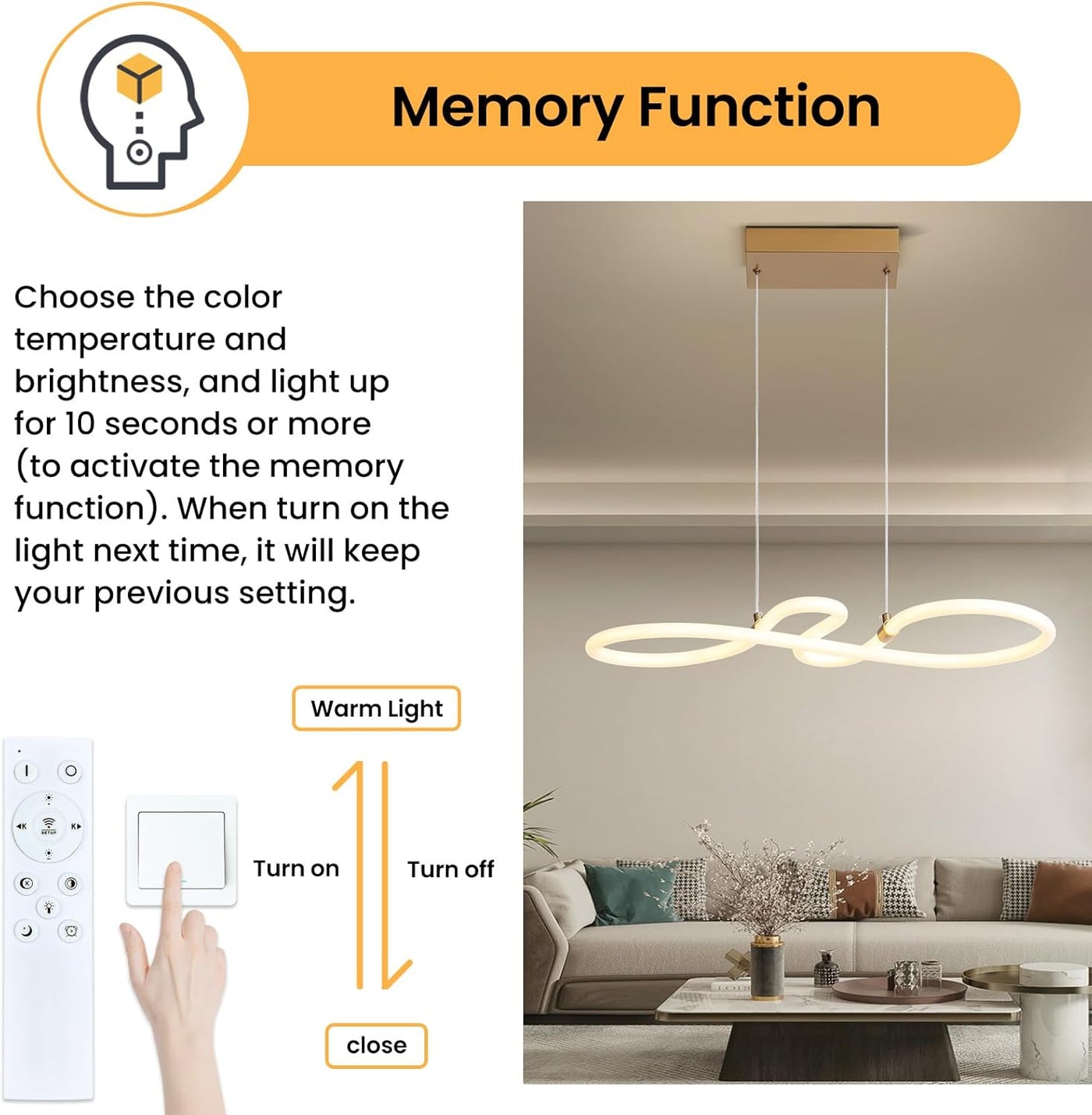 Dimmable Pendant Light LED White Modern Hanging Lamp Kitchen Island Mikeru