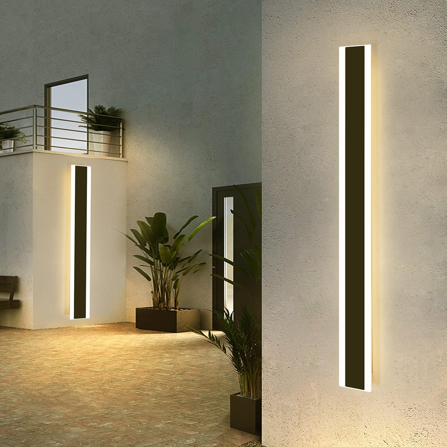 Mikeru 120CM Outdoor LED Wall Light, 42W IP65, 3 Modes 3000K-6000K, Black