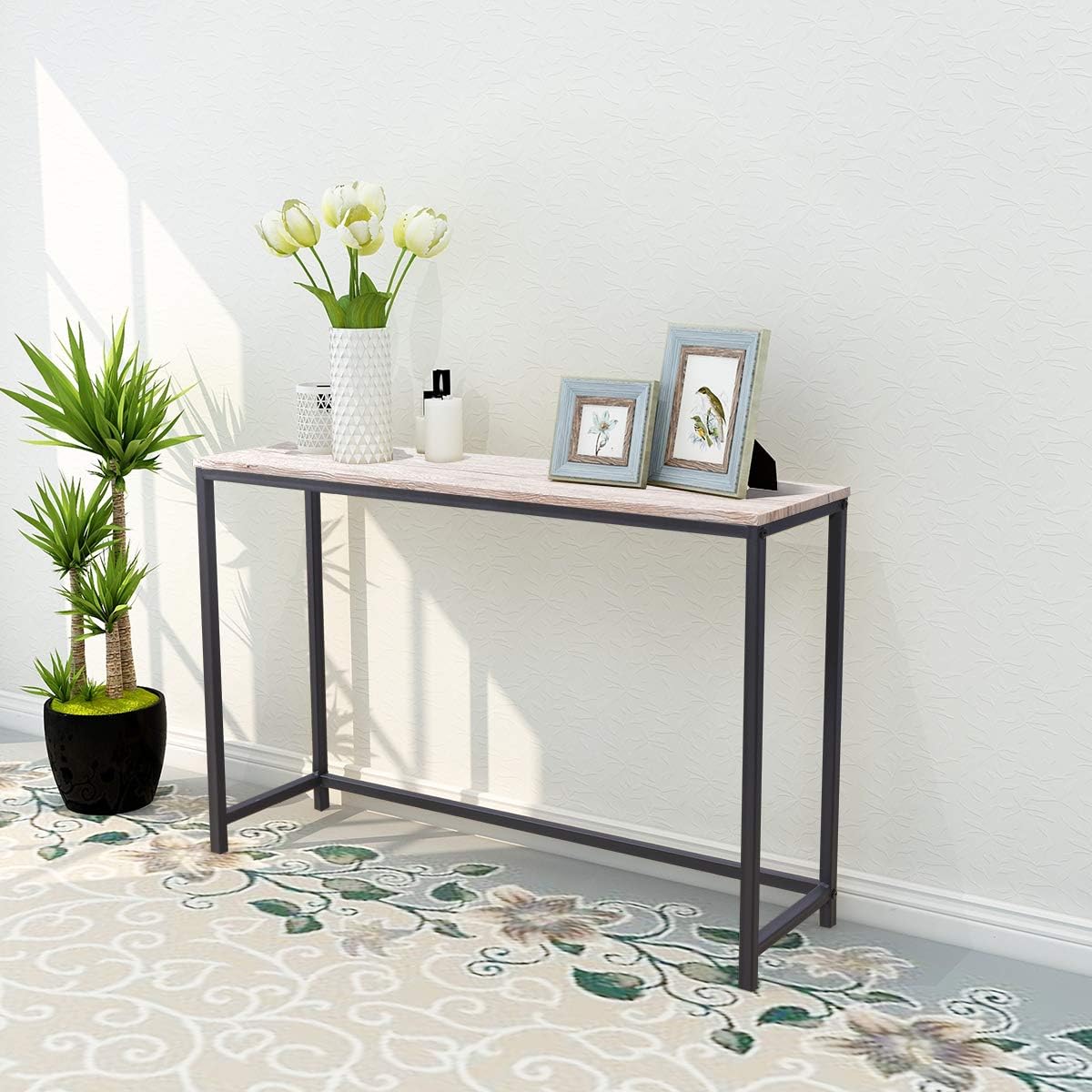 QUCENAK Console Sofa Table, End Table, Computer Desk for Living Room/Hallway