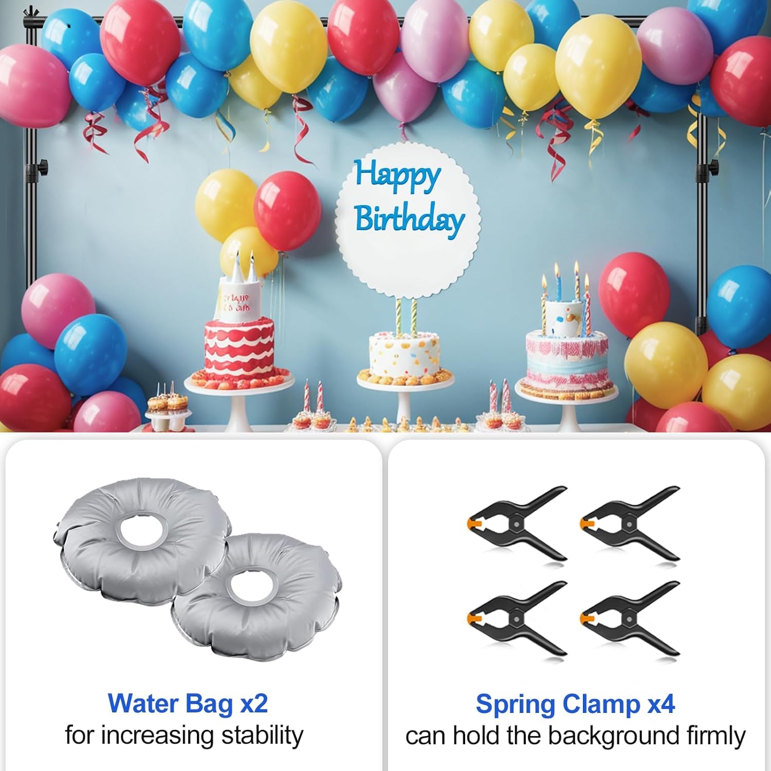 Backdrop Stand Heavy Duty 3x3m Adjustable Background Frame Steel Base EMART