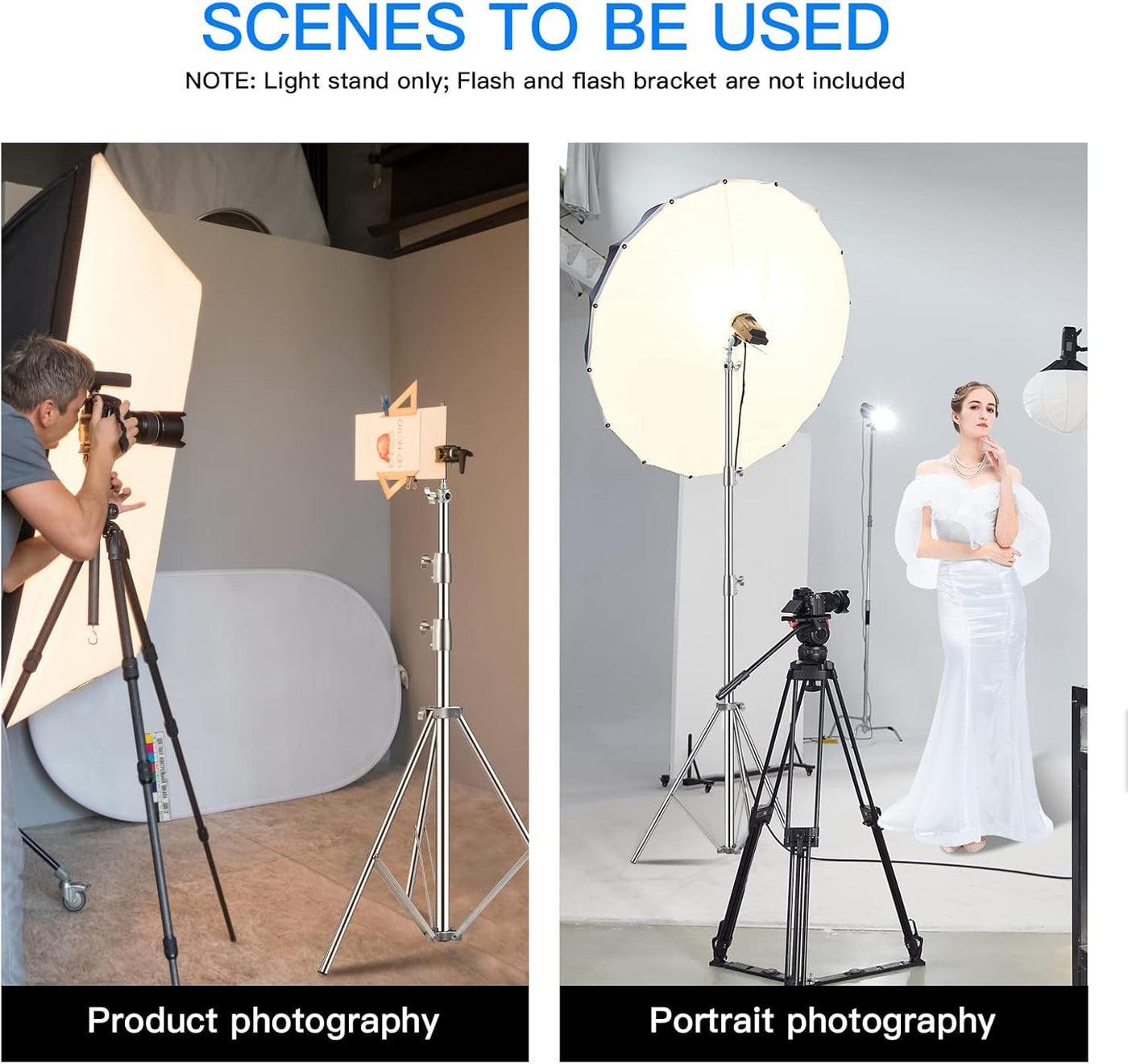 Stainless Steel Light Stand 2.8m Heavy Duty Tripod with Adapter Photography SUPON