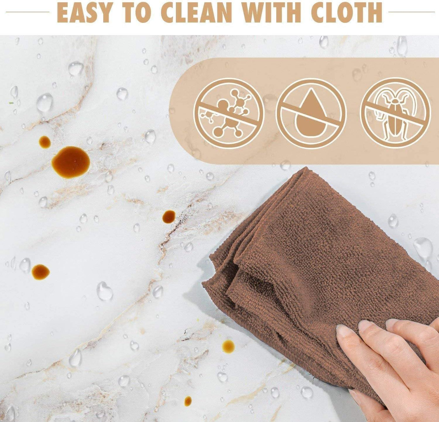 Self Adhesive Wallpaper Marble White-Brown Matte 90x200cm Waterproof - Massive Discounts