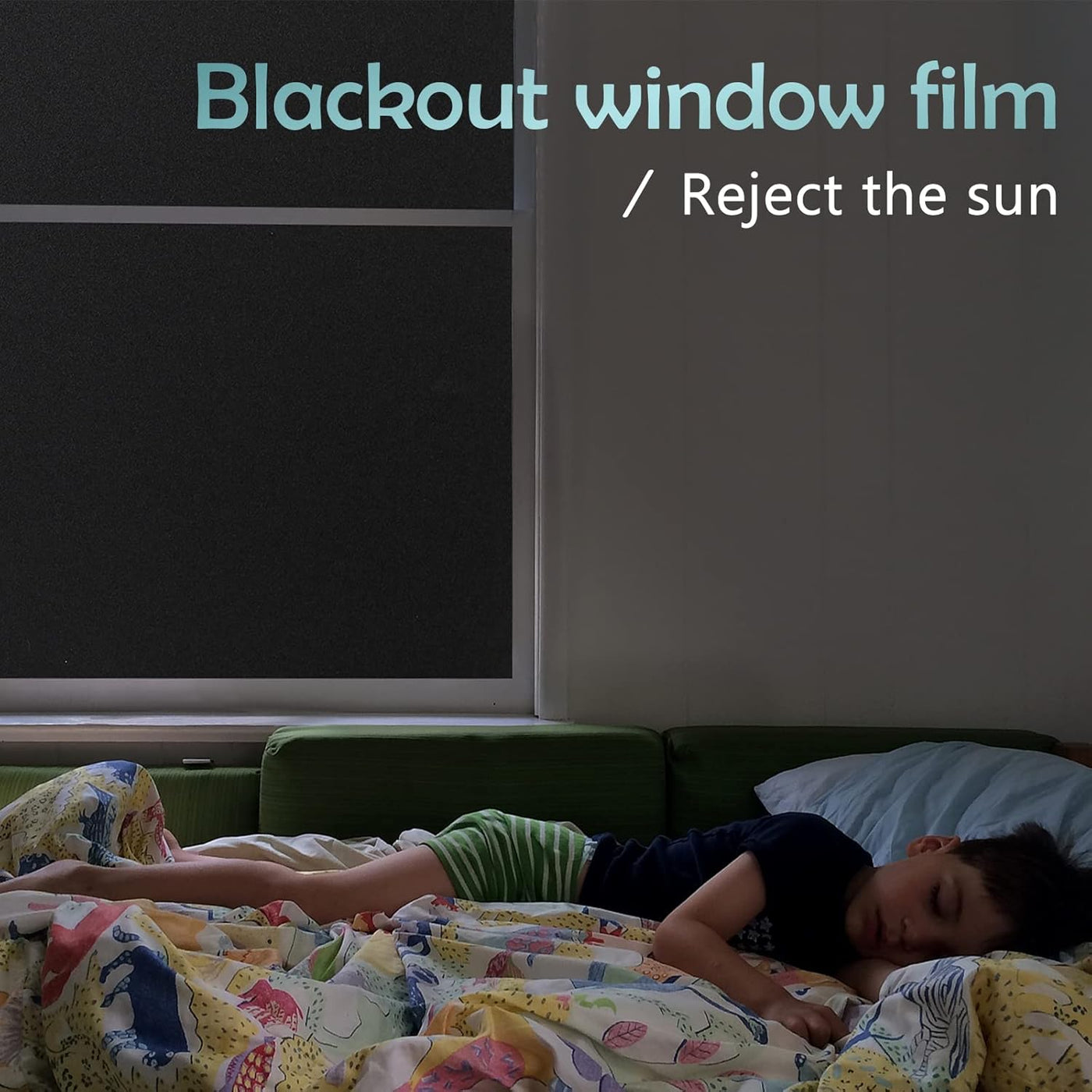 DOWELL Blackout Window Film 90x200cm, Light-Blocking Self-Adhesive Privacy Vinyl