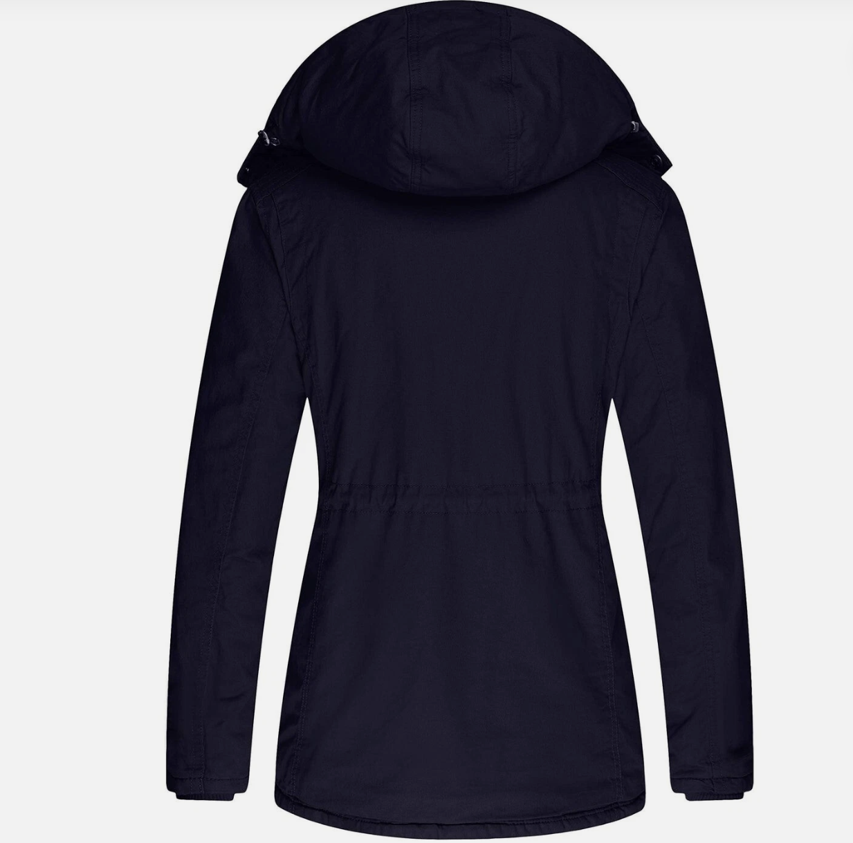 Black hooded jacket on a white background