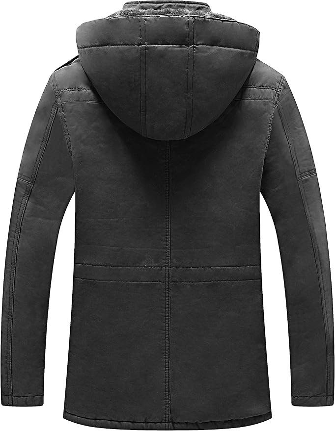 Dark gray hooded jacket on a white background