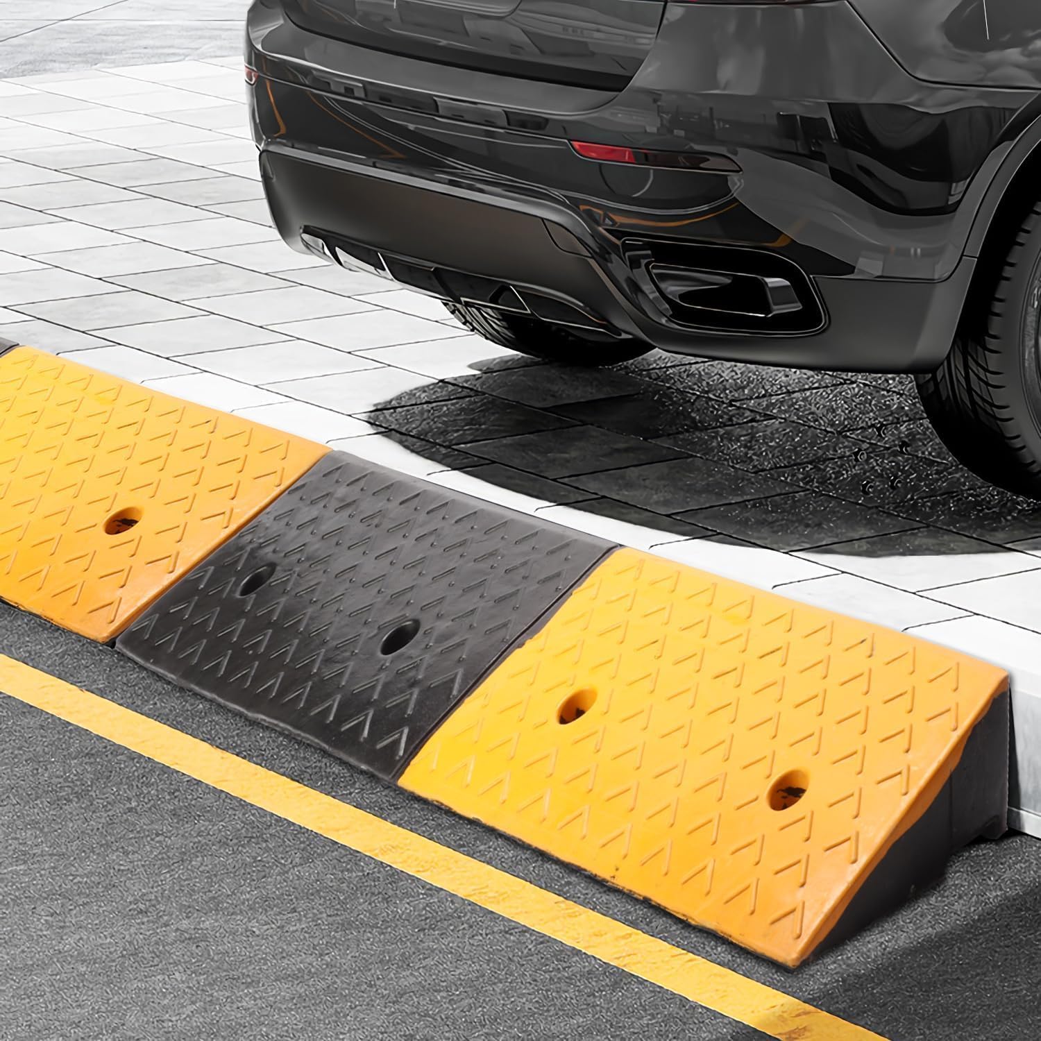 Bimiti 5'' Rise Heavy Duty Rubber Curb Ramp, 13cm High, 100x30cm, Large Load