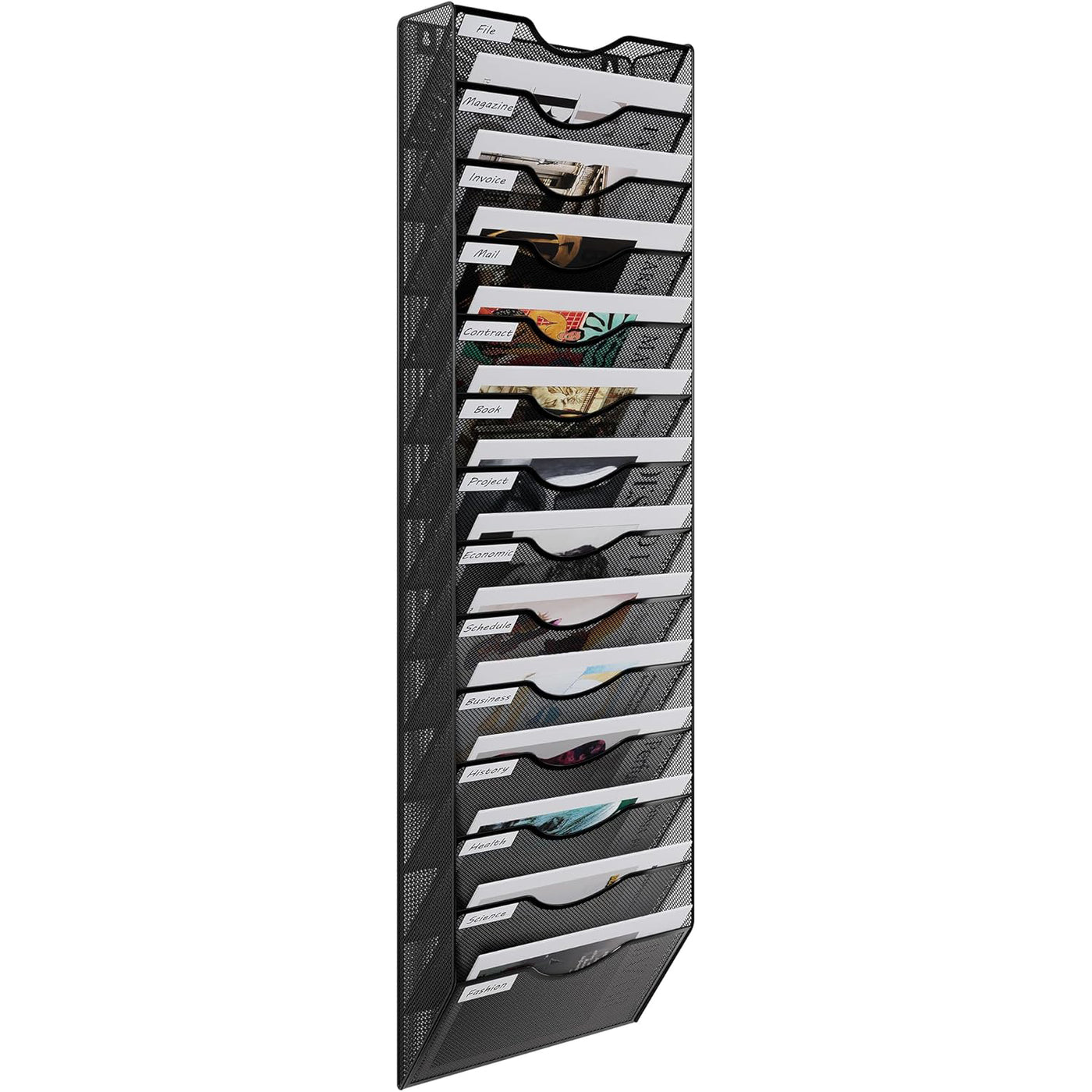 EasyPAG 14-Tier A4 Mesh Wall File Holder Organizer Rack, Mail & Magazine Storage
