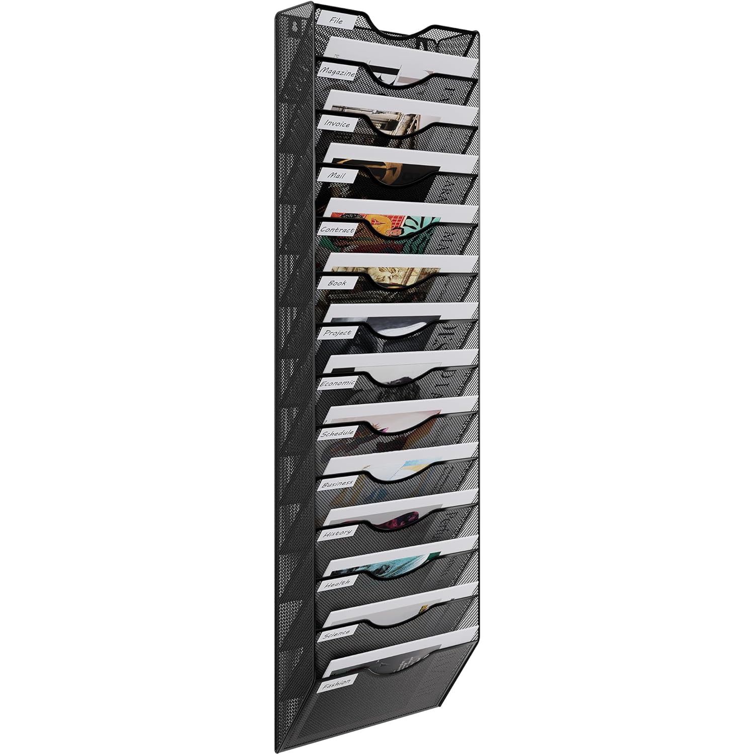 EasyPAG 14-Tier A4 Mesh Wall File Holder Organizer Rack, Mail & Magazine Storage