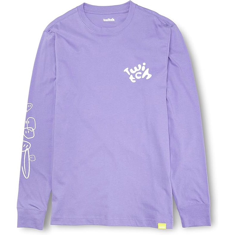 Twitch Long Sleeve Tee, 100% Cotton Top, Dusty Purple, Size M-Massive Discounts