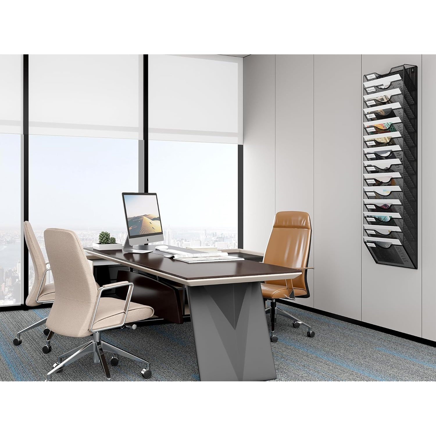 EasyPAG 14-Tier A4 Mesh Wall File Holder Organizer Rack, Mail & Magazine Storage