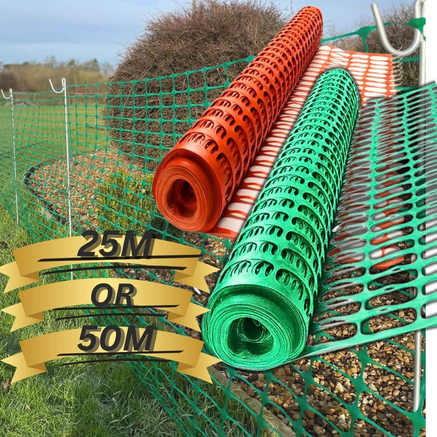 Smith & Barker 25M/50M Barrier Fencing Mesh Roll 130gsm, 10 Pins Outdoor Fence - Massive Discounts