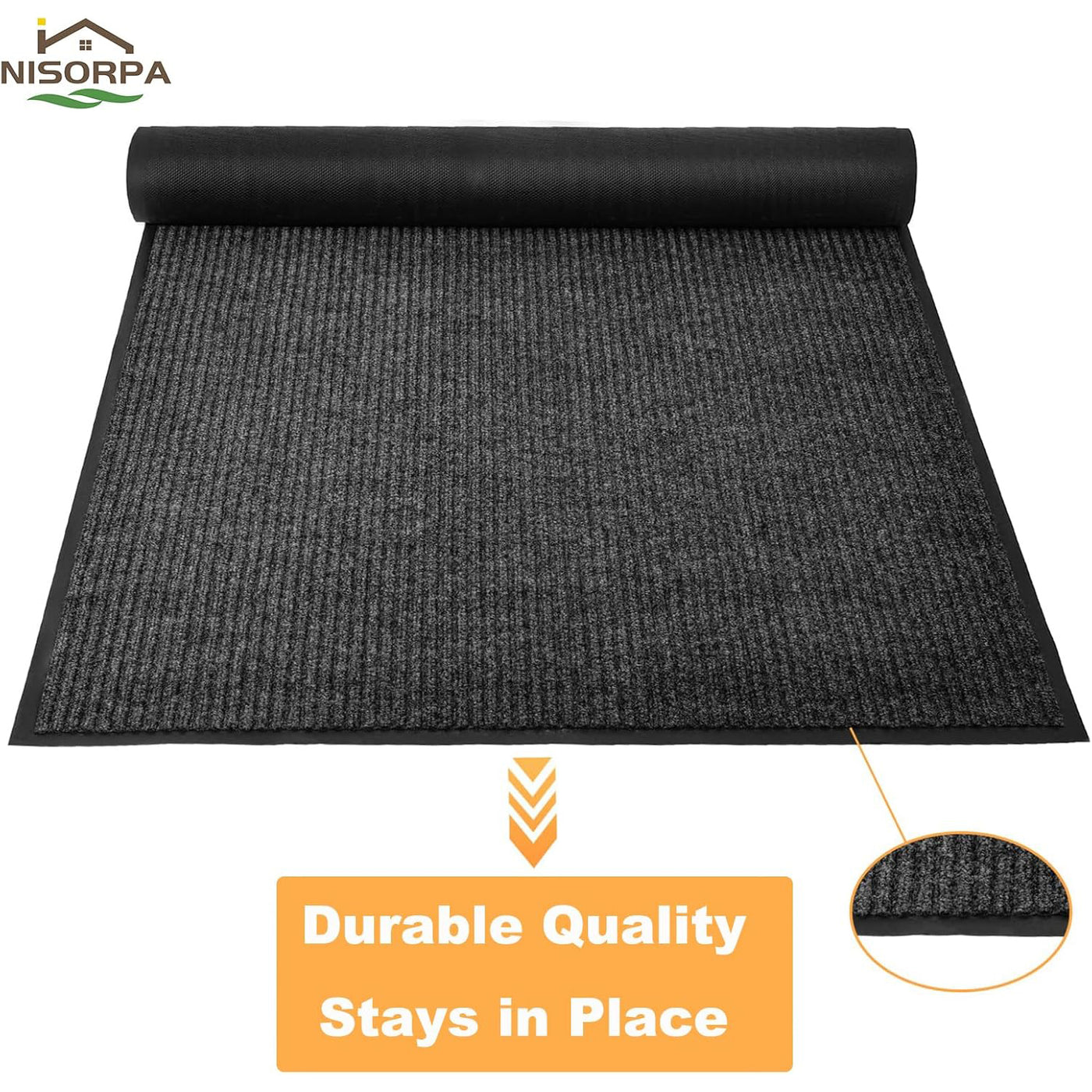Non-Slip Hallway Runner Mat 90x300cm Washable Gray Carpet Extra Long Nisorpa